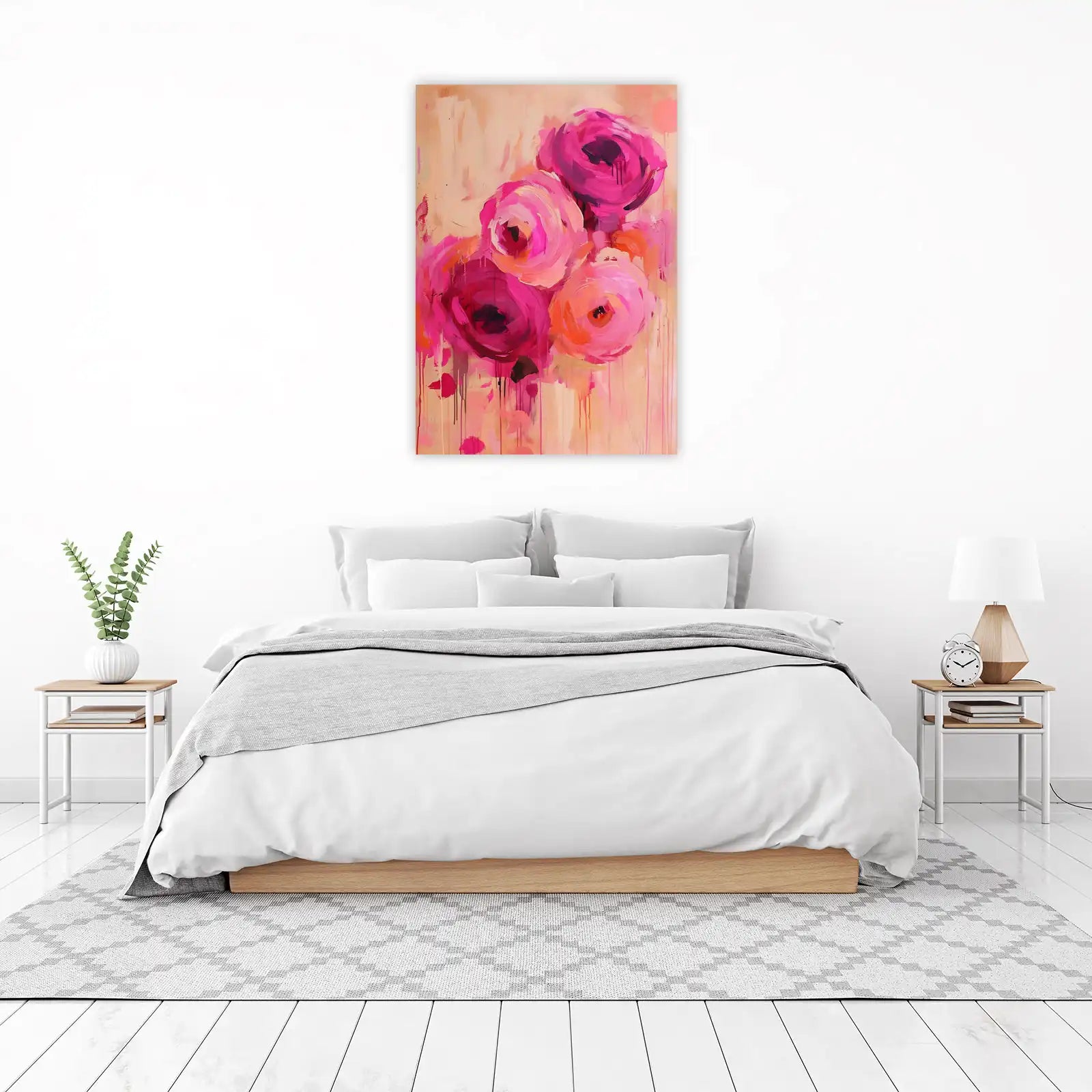 Vibrant Pink Floral Burst Wall Art