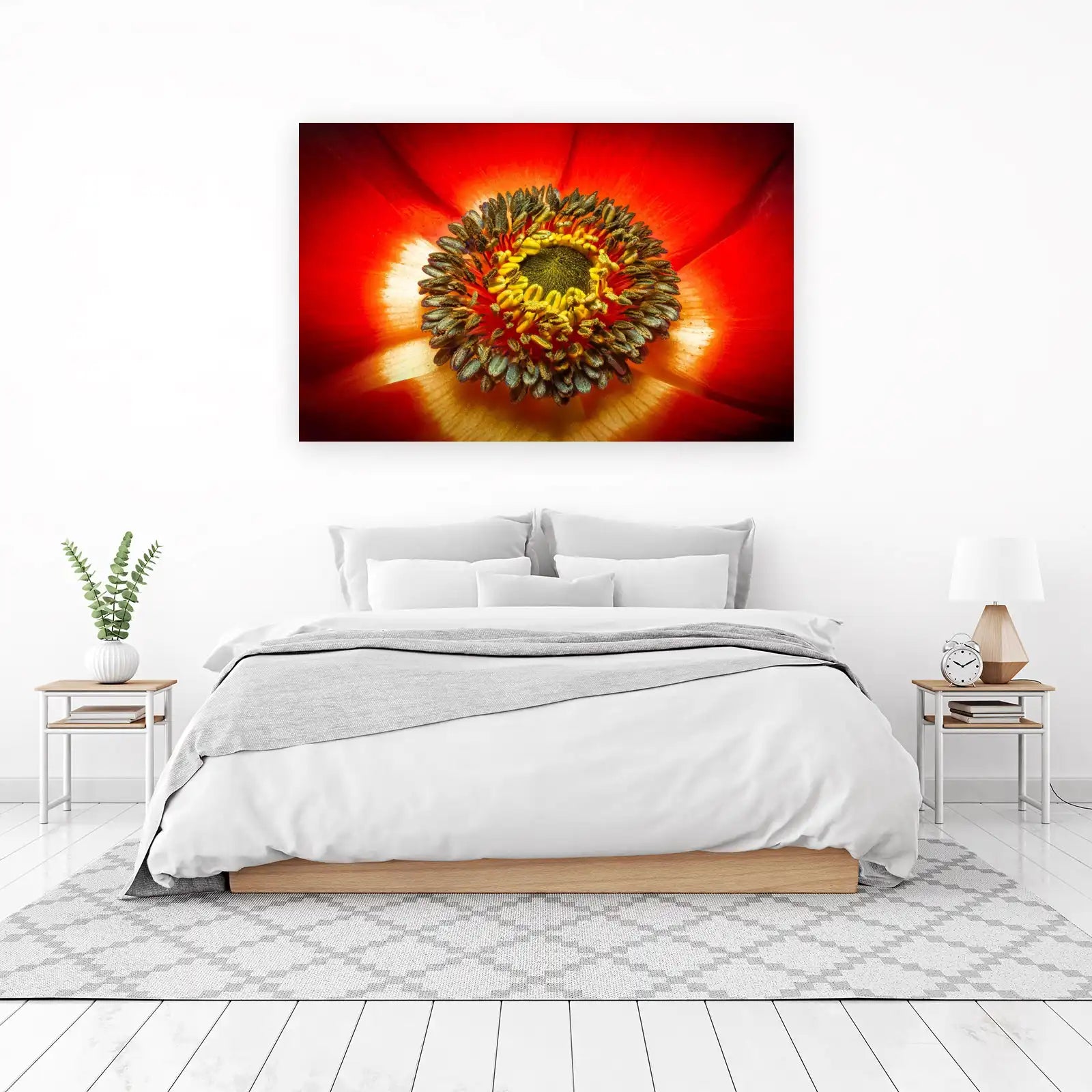 Vibrant Red Flower Macro Wall Art