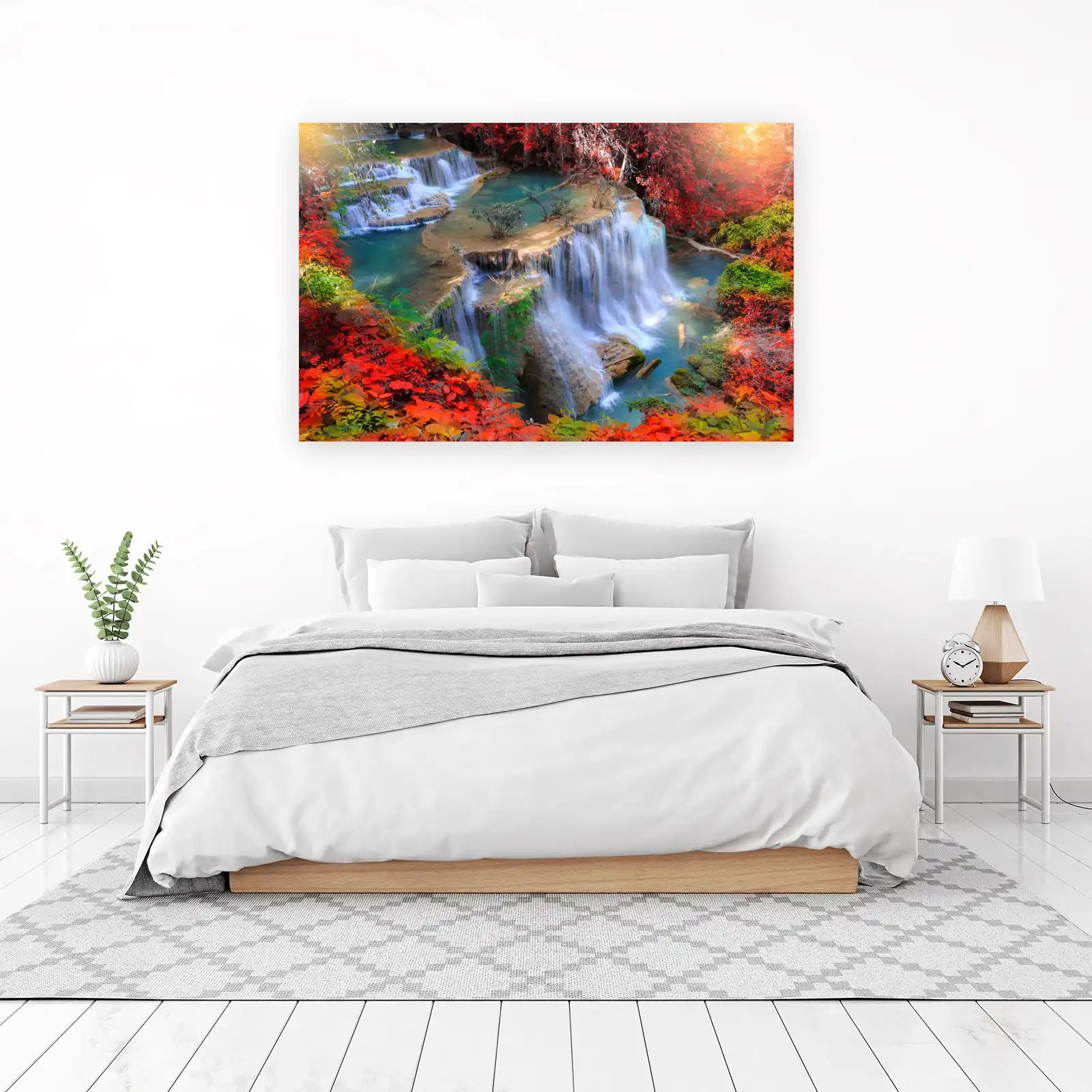 Serene Waterfall & Autumn Foliage Wall Art