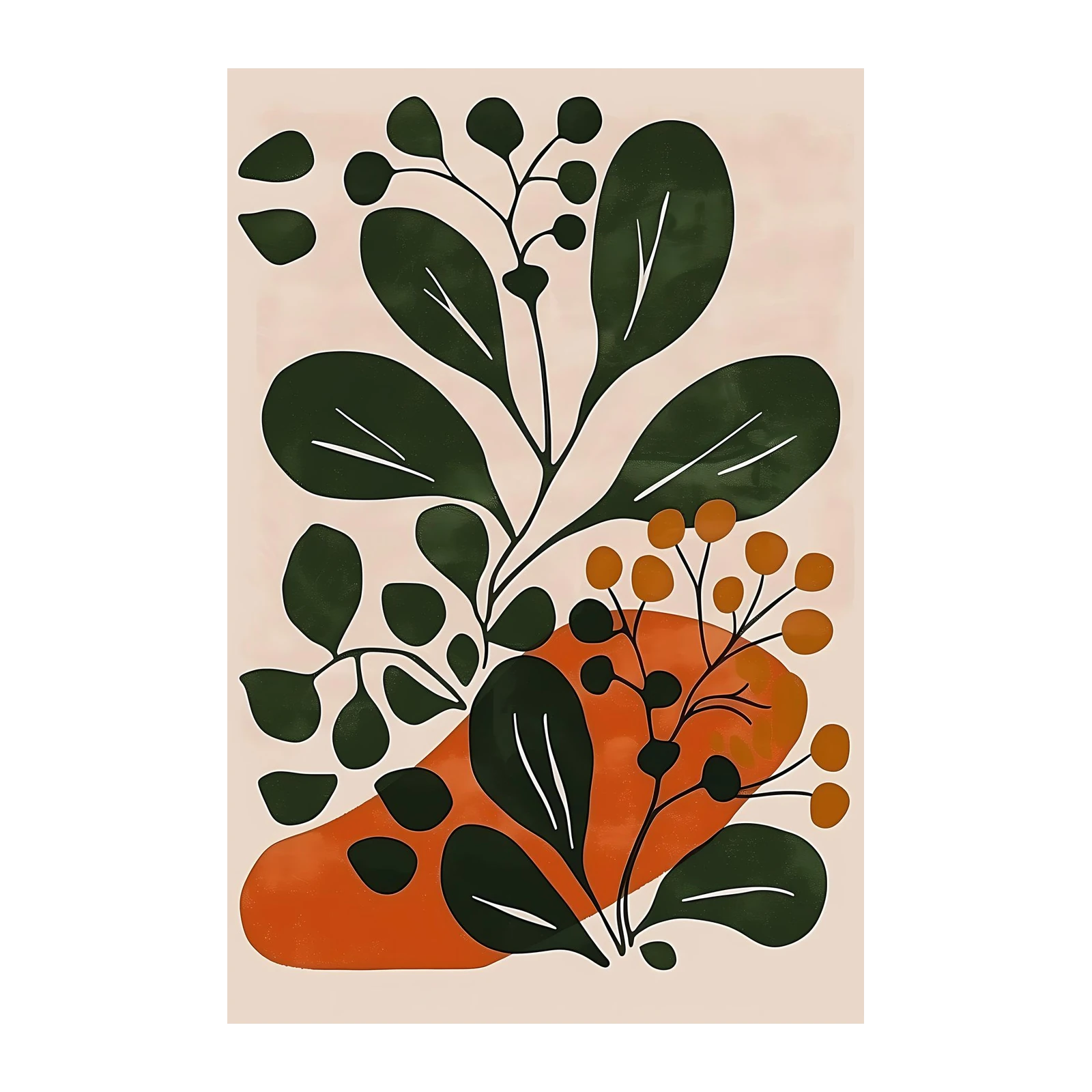Abstract Botanical Leaf & Berry Wall Art