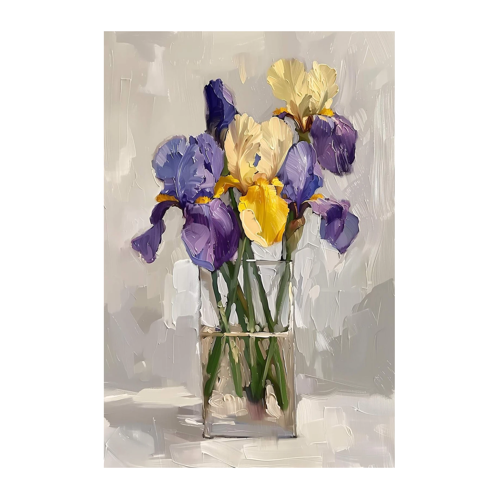Vibrant Iris Bouquet Oil Painting Wall Art