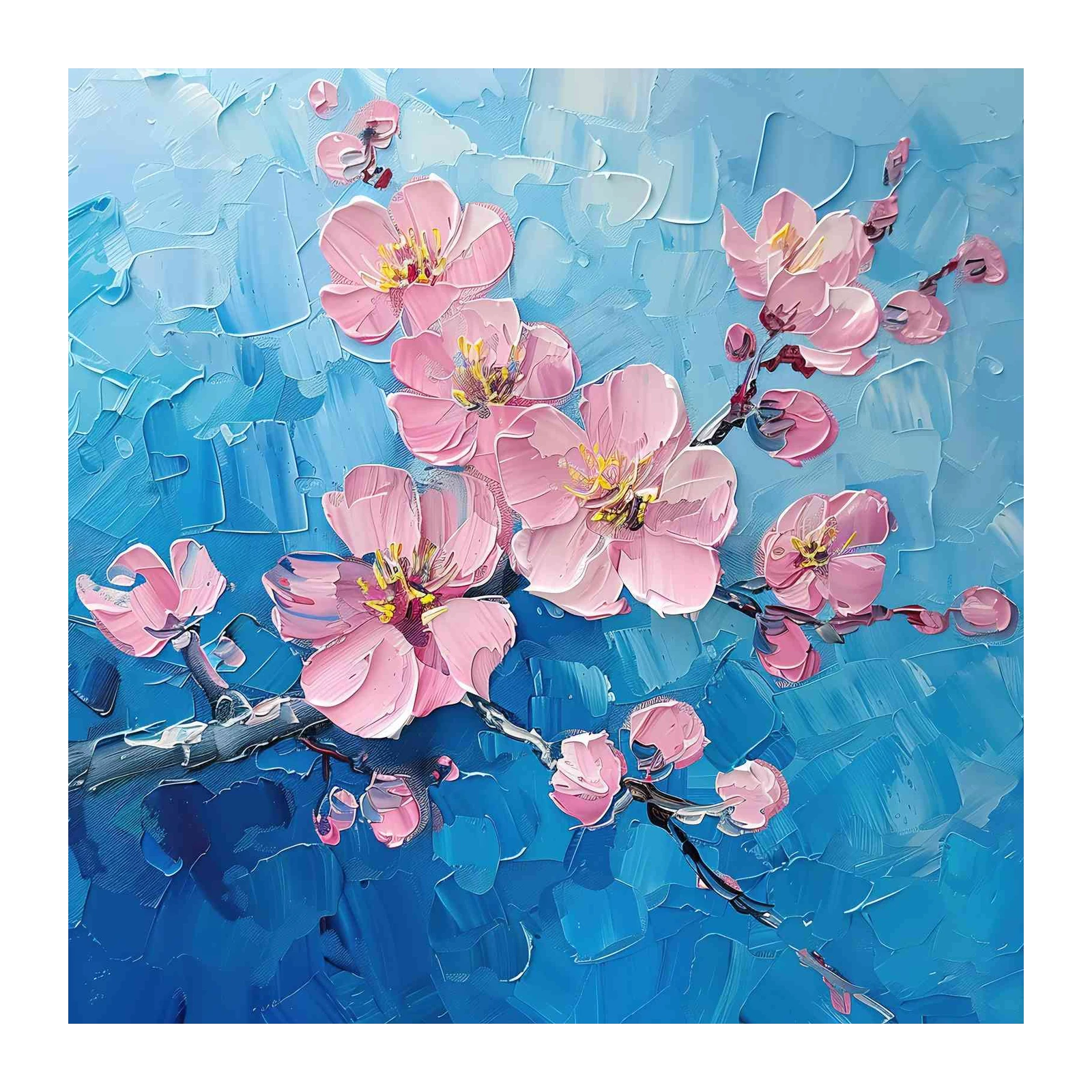 Impasto Pink Cherry Blossom Wall Art
