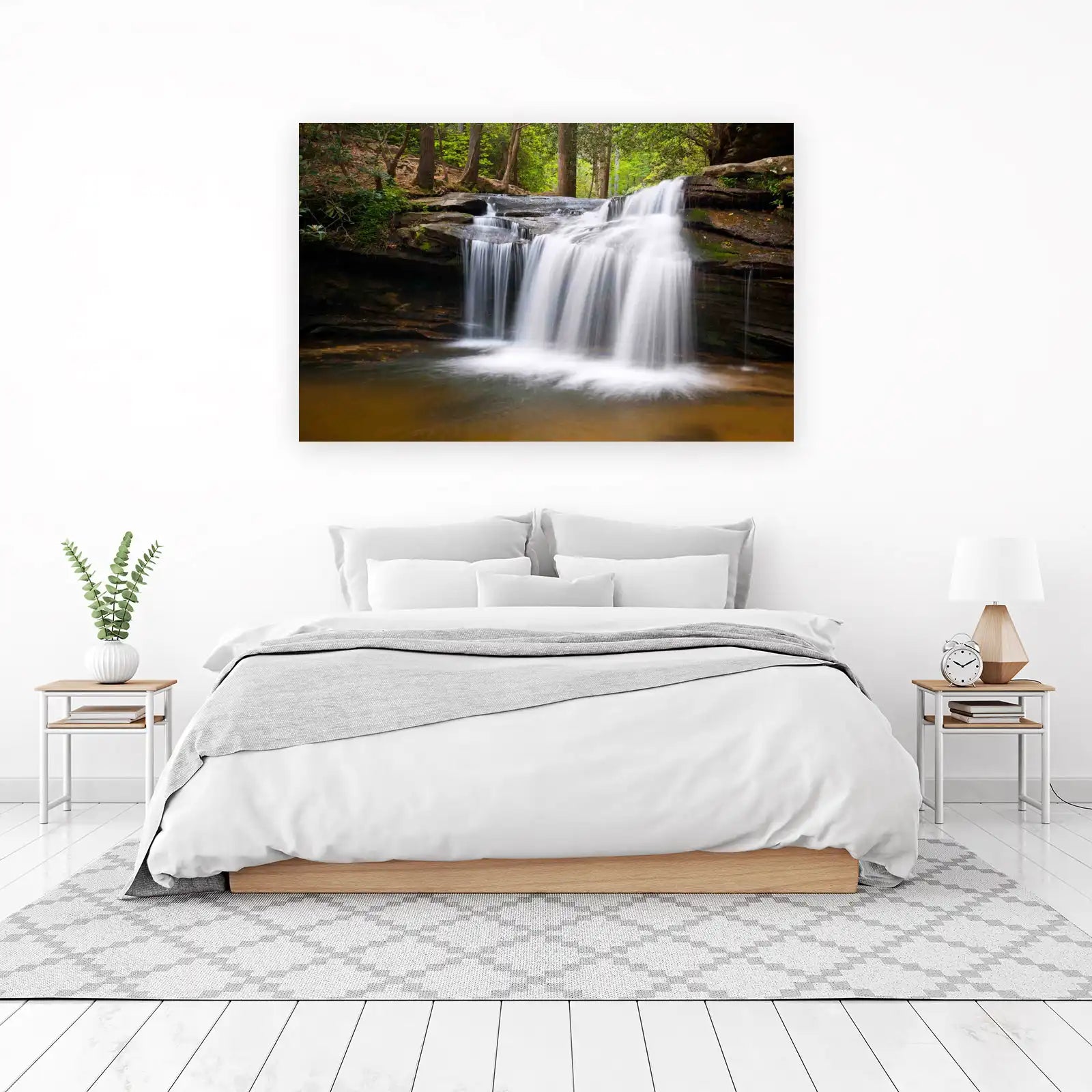 Serene Forest Waterfall Wall Art