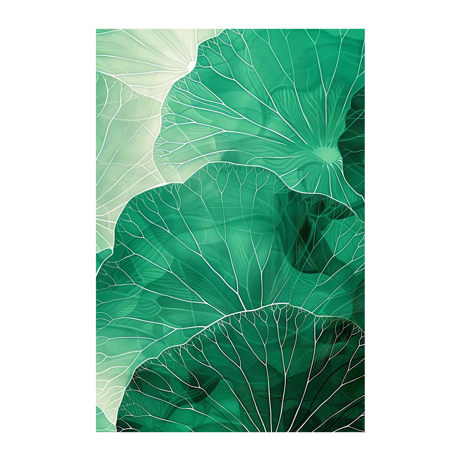 Emerald Lotus Leaf Abstract Wall Art