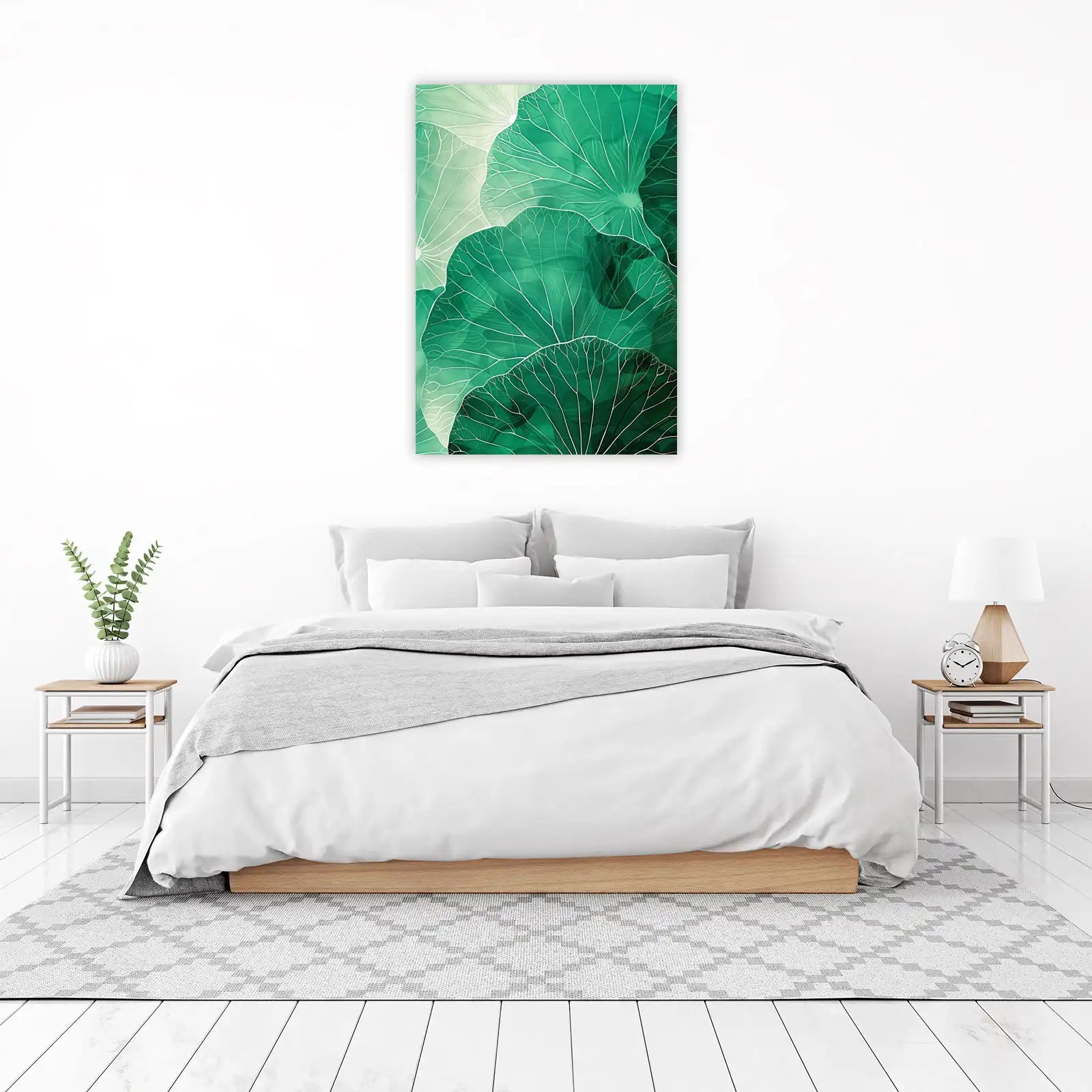 Emerald Lotus Leaf Abstract Wall Art