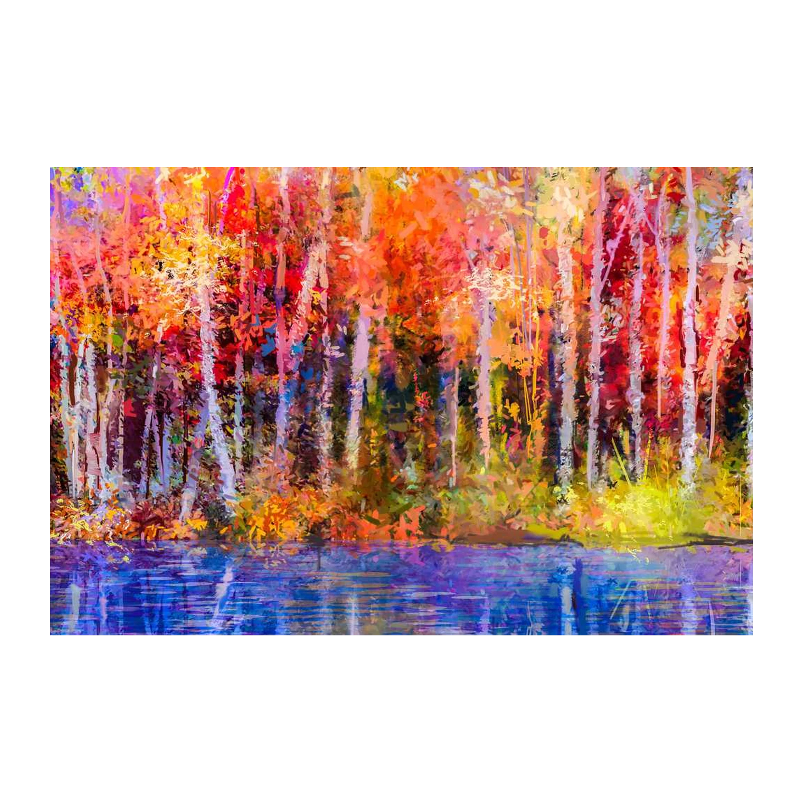 Vibrant Autumn Forest Reflection Wall Art