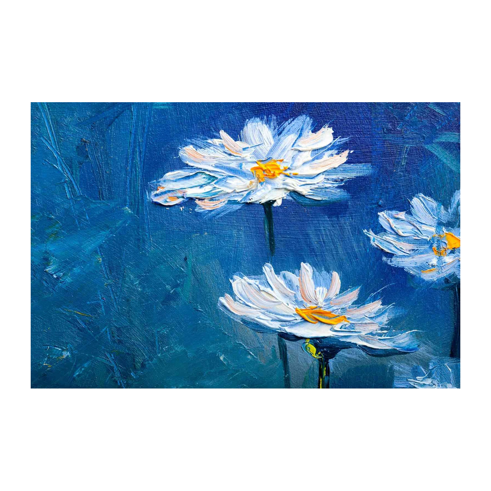 Impasto Floral Daisy Blue Wall Art
