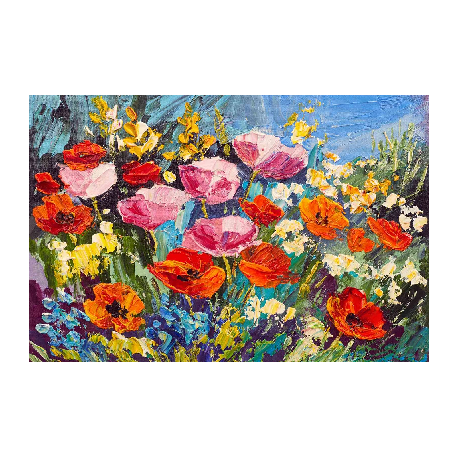 Vibrant Floral Garden Impasto Wall Art