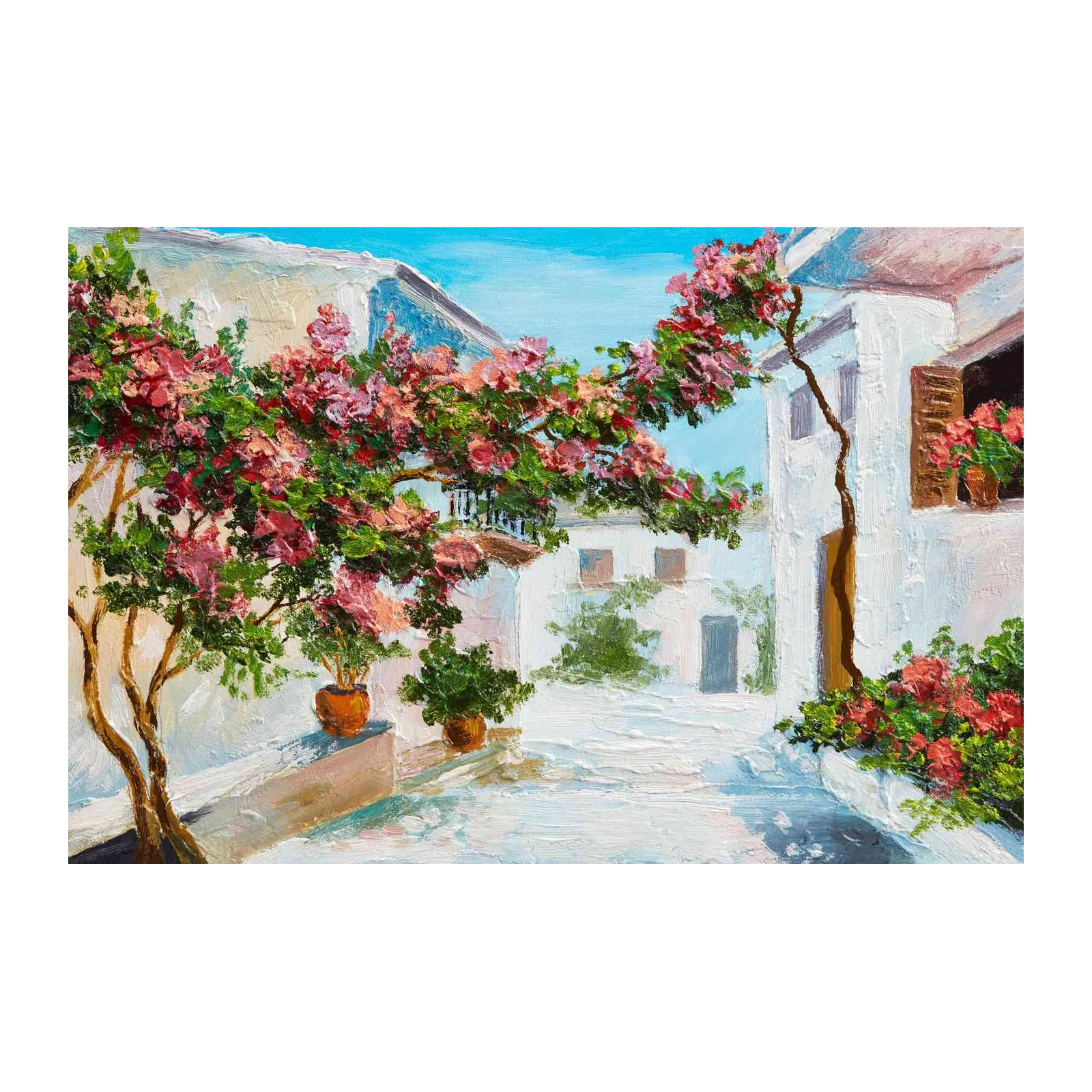 Mediterranean Courtyard Blooming Tree Wall Art
