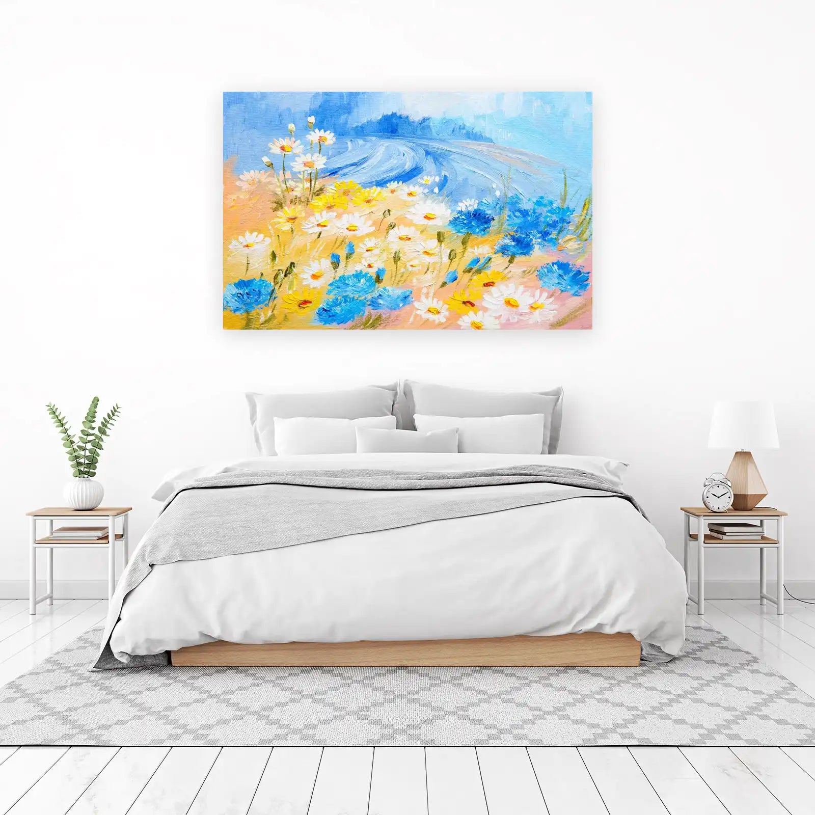 Vibrant Daisy & Cornflower Meadow Wall Art