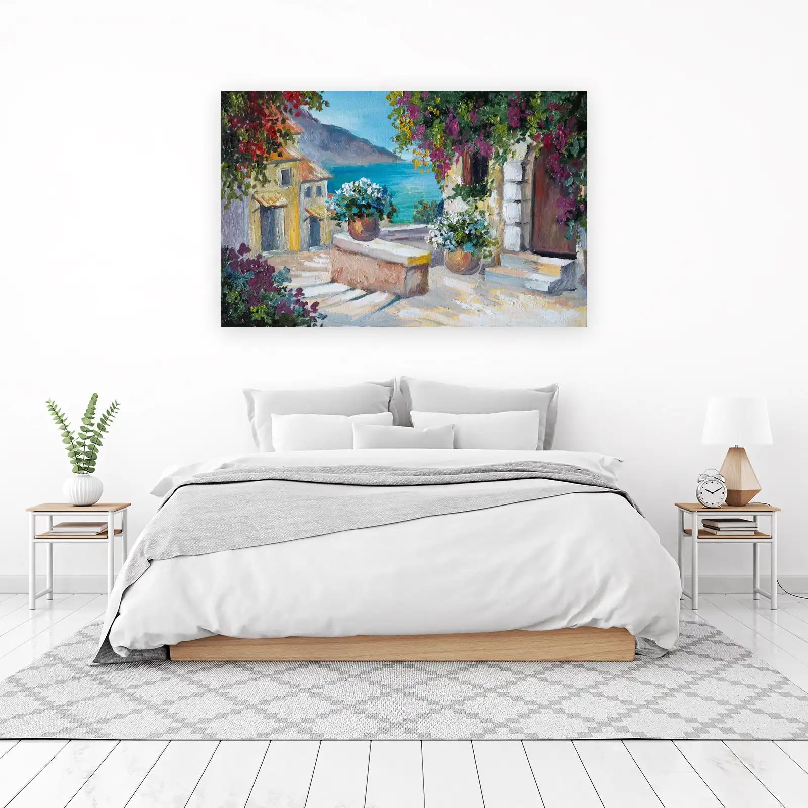Mediterranean Courtyard Floral Scene Wall Art