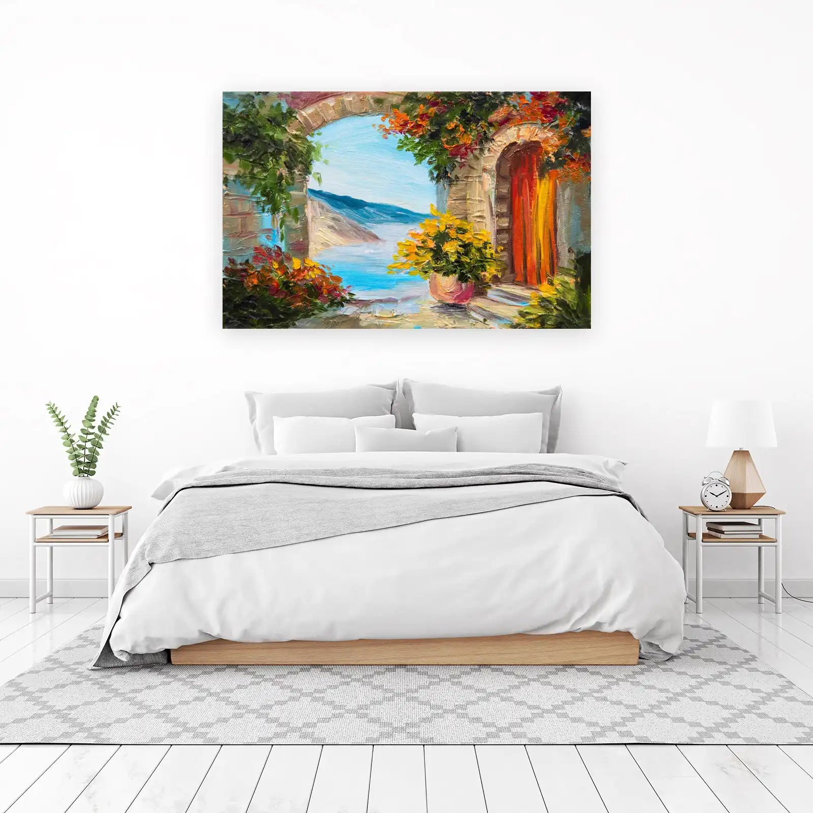 Mediterranean Archway Floral Seascape Wall Art