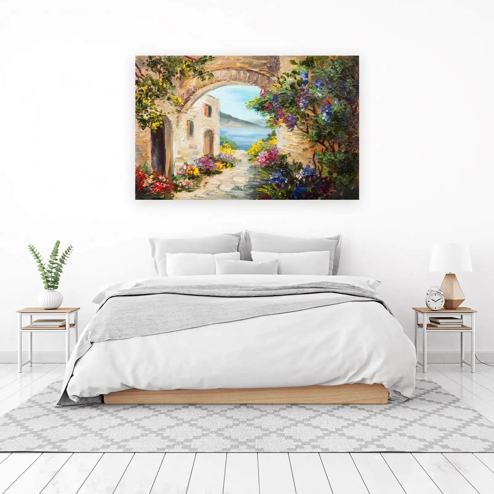 Mediterranean Archway Floral Seascape Wall Art