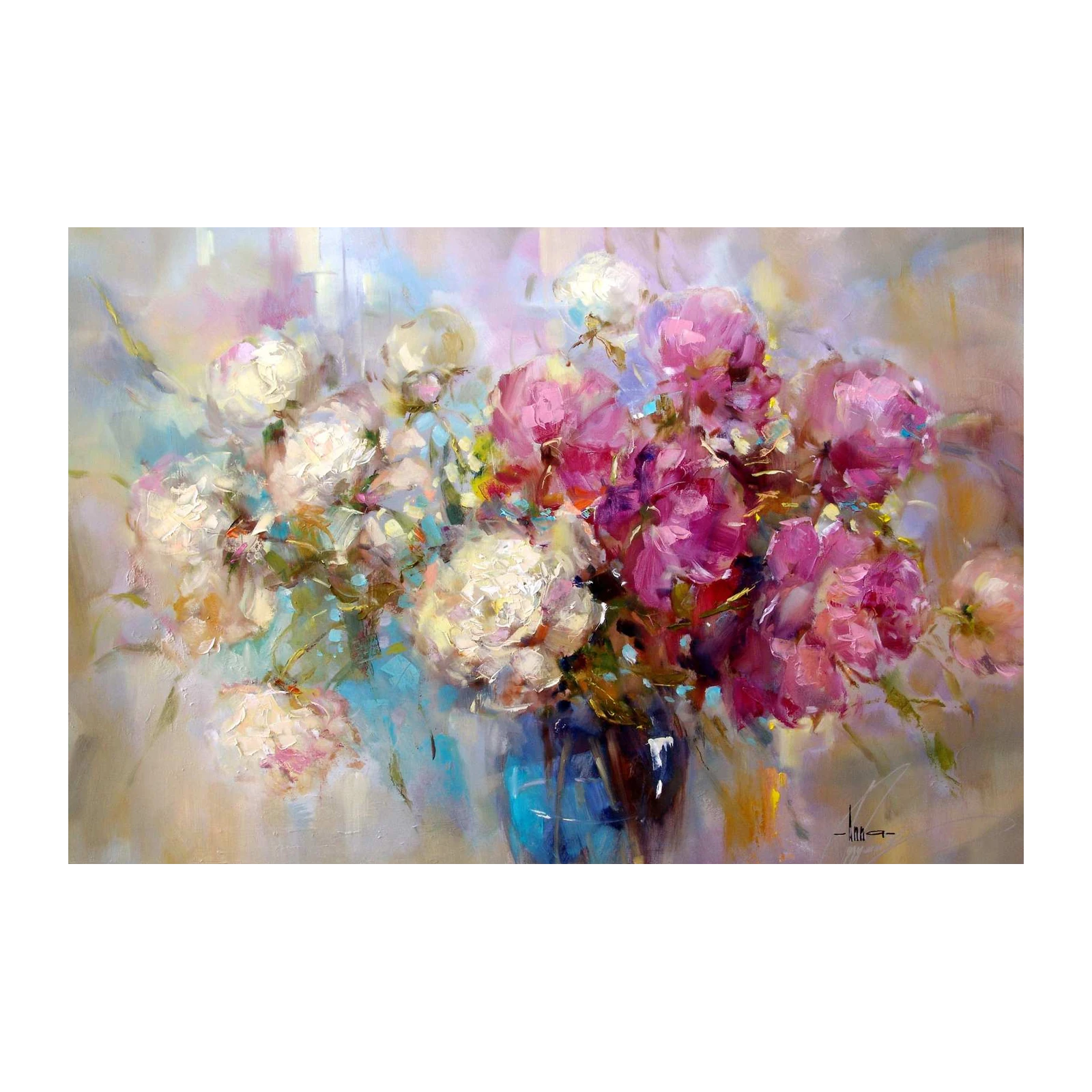 Impressionistic Peony Bouquet Wall Art