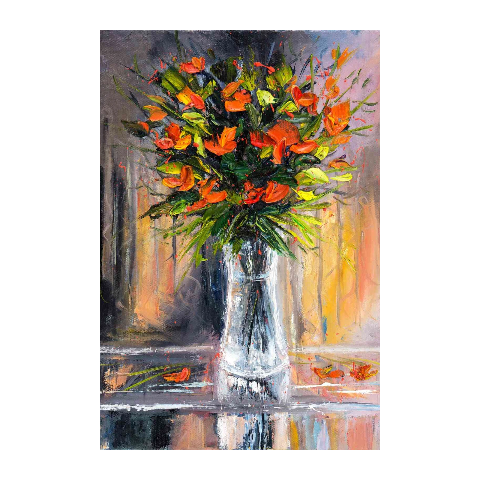 Vibrant Orange Floral Still Life Wall Art