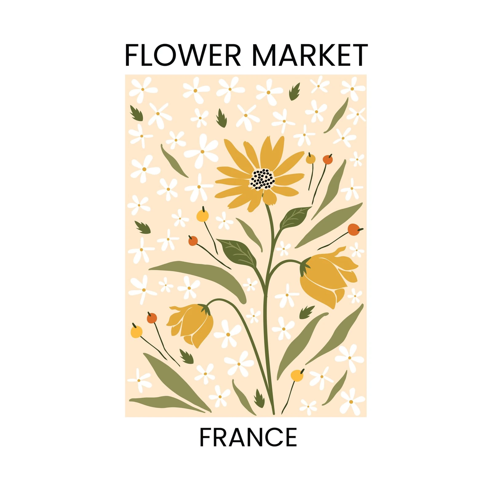 French Flower Market Yellow Floral Wall Art