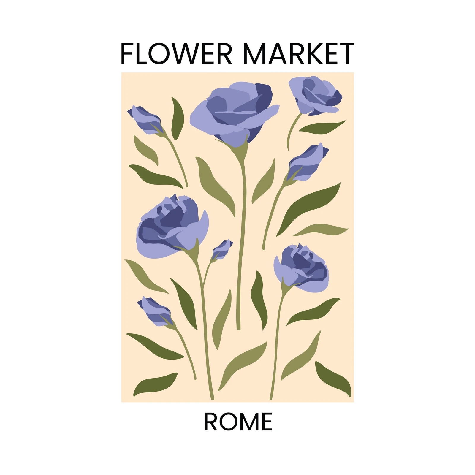 Vintage Floral Market Rome Wall Art