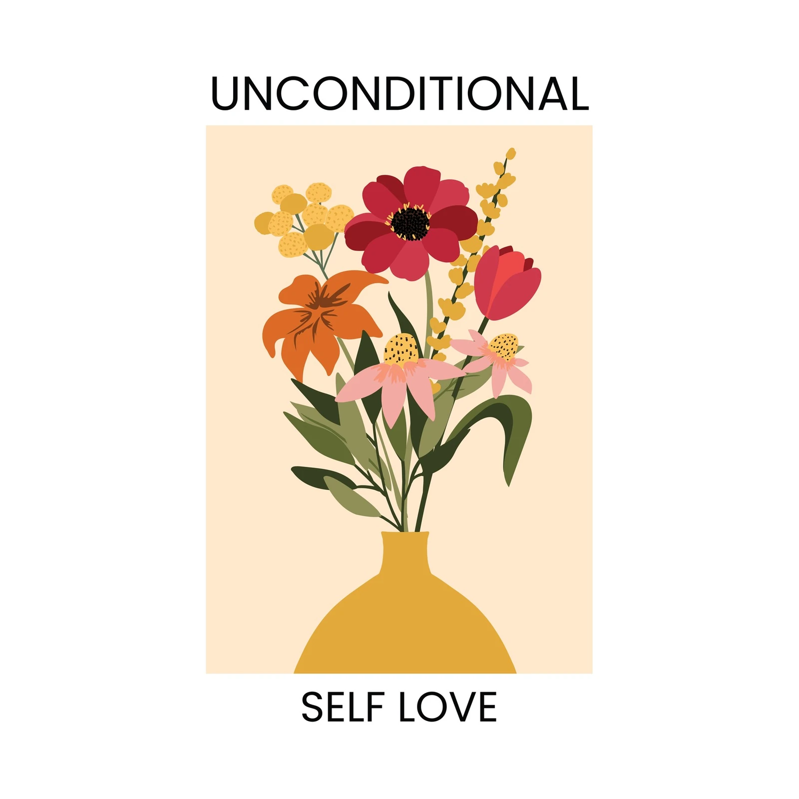 Floral Self Love Unconditional Wall Art