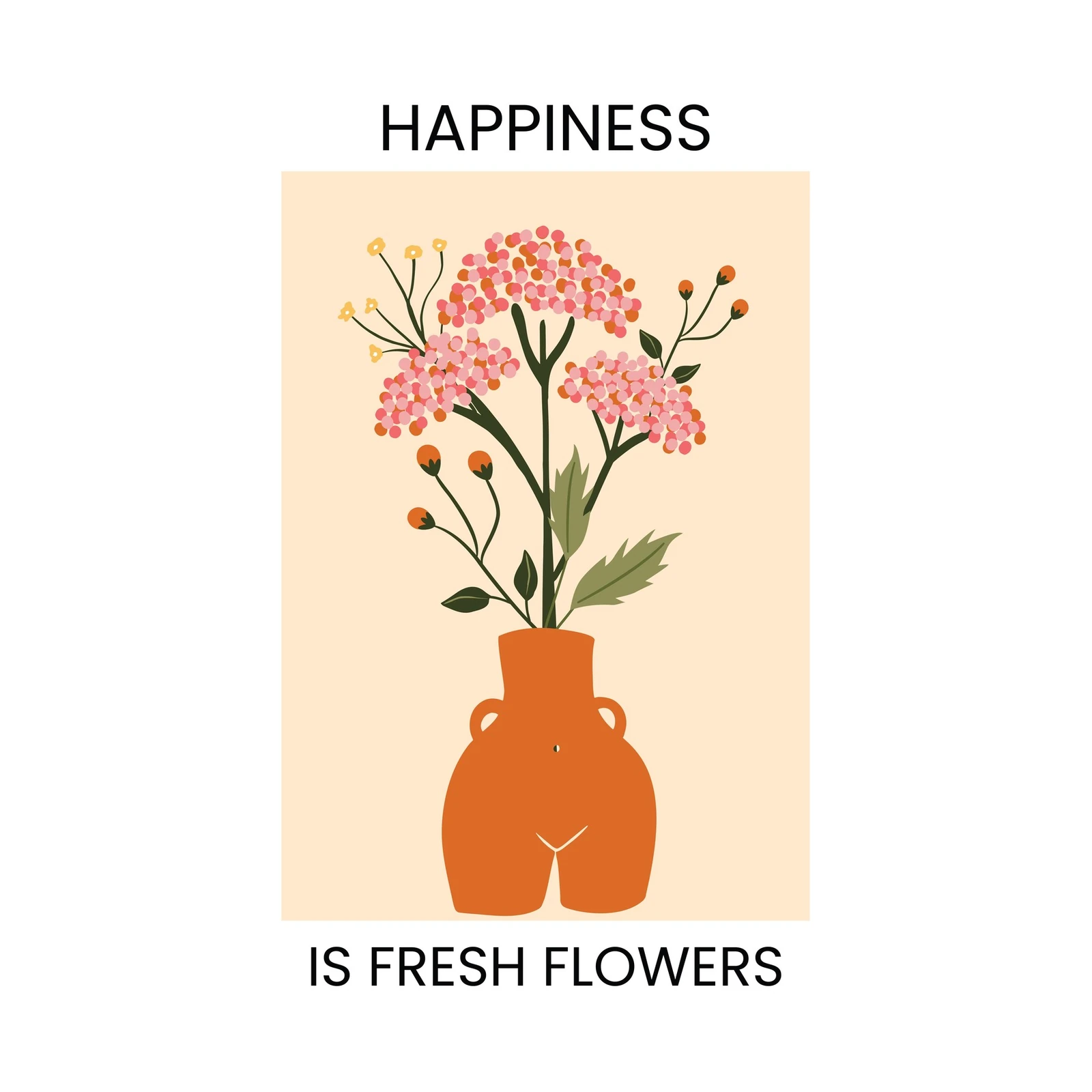 Boho Floral Vase Wall Art - Modern Botanical Art