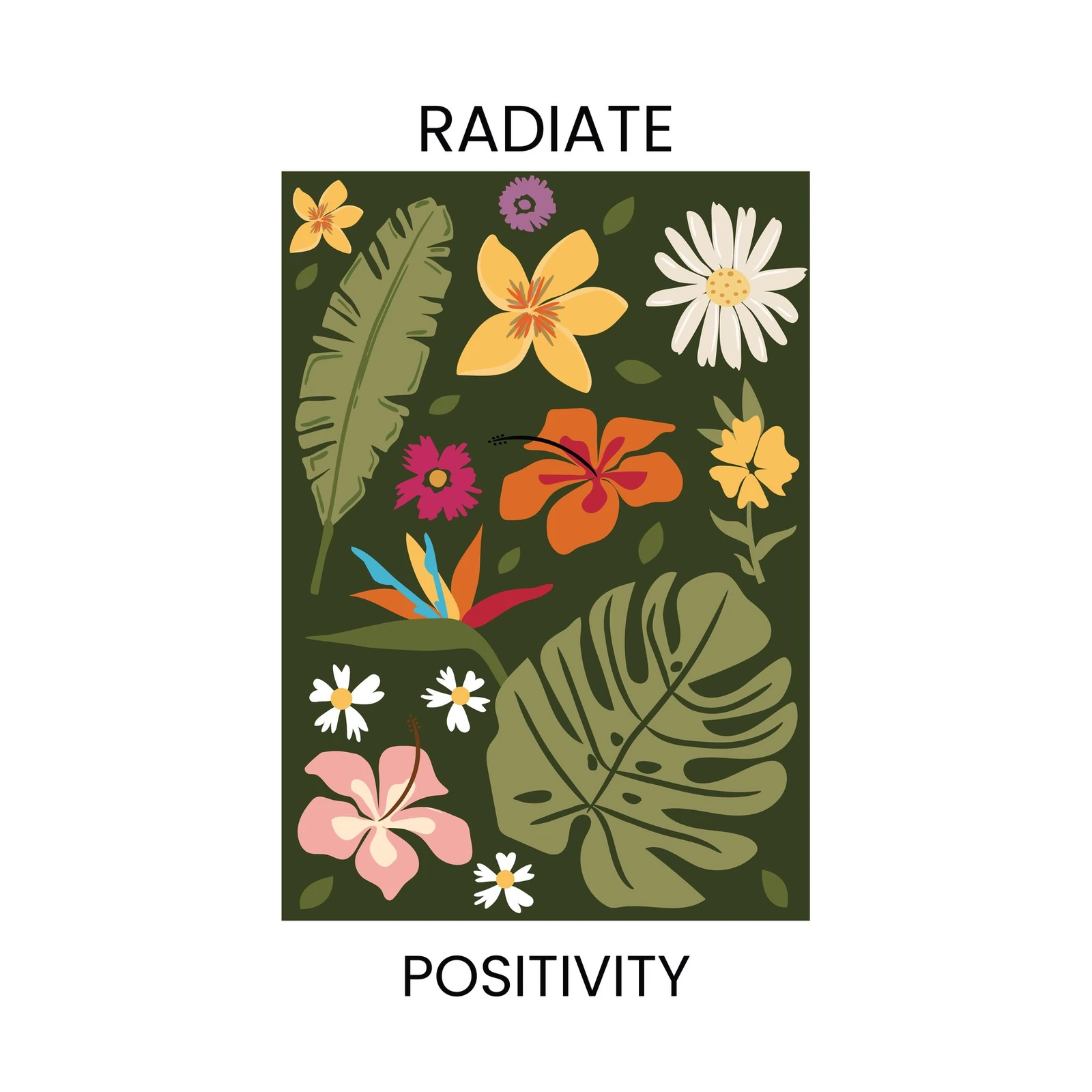 Vibrant Tropical Floral "Radiate Positivity" Wall Art