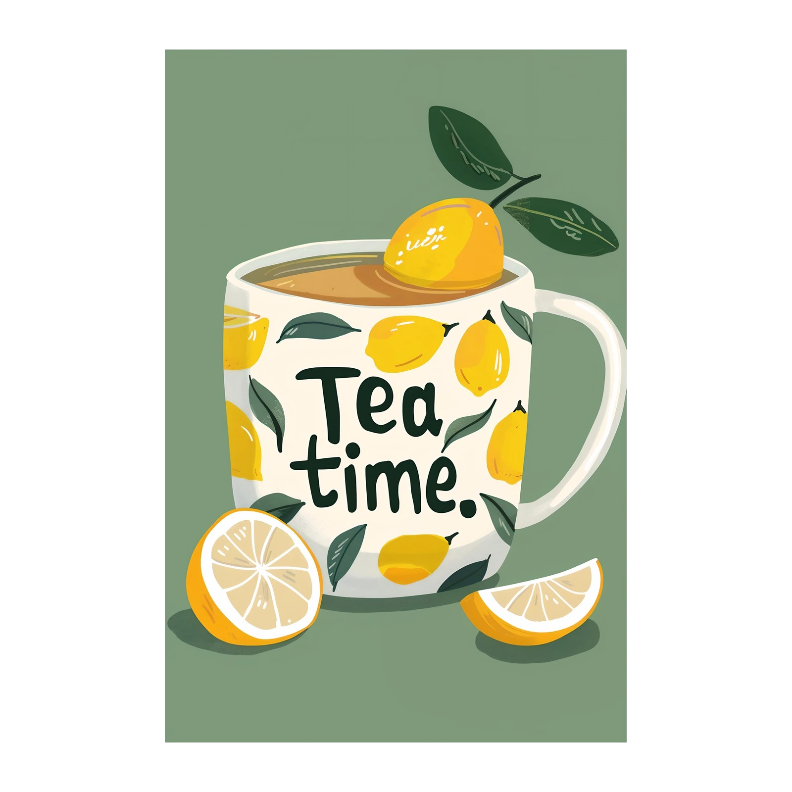 Lemon Tea Time Whimsy Wall Art
