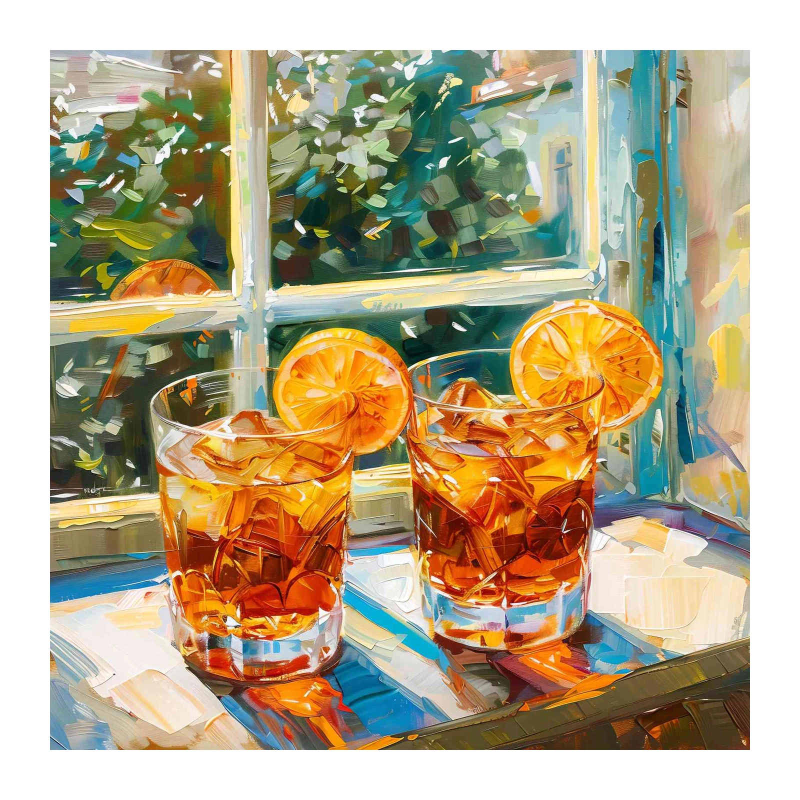 Refreshing Orange Drink Impressionist Wall Art
