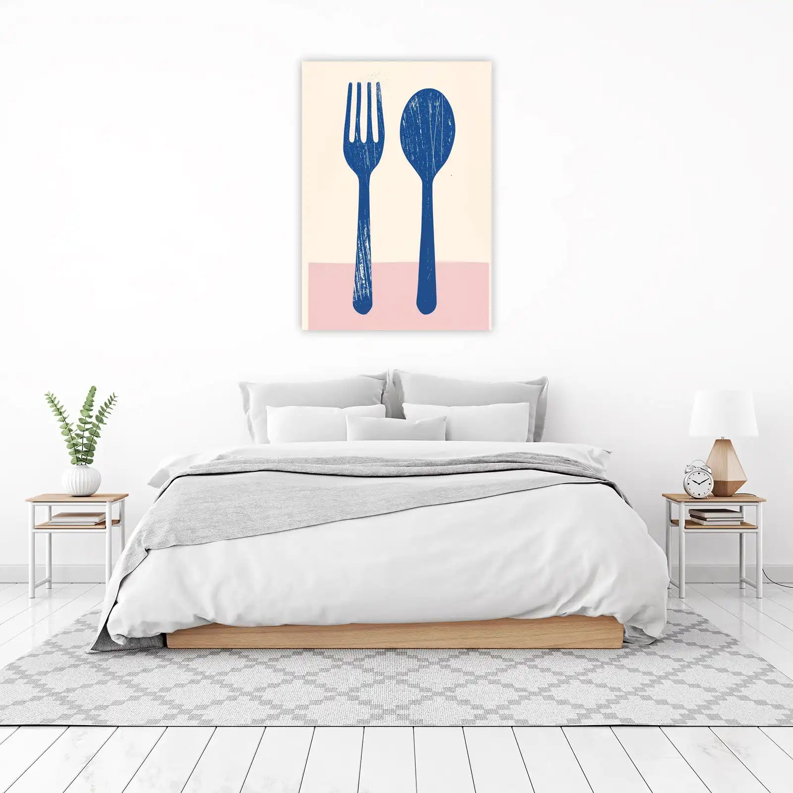 Modern Blue Fork & Spoon Wall Art