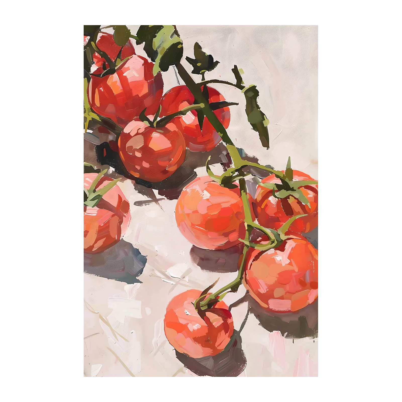 Vibrant Ripe Tomatoes Impressionist Wall Art