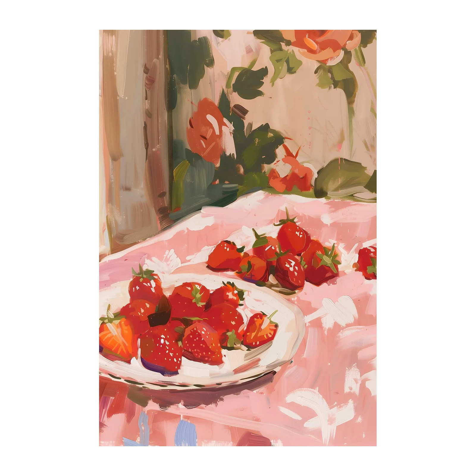 Vibrant Strawberry Still Life Wall Art