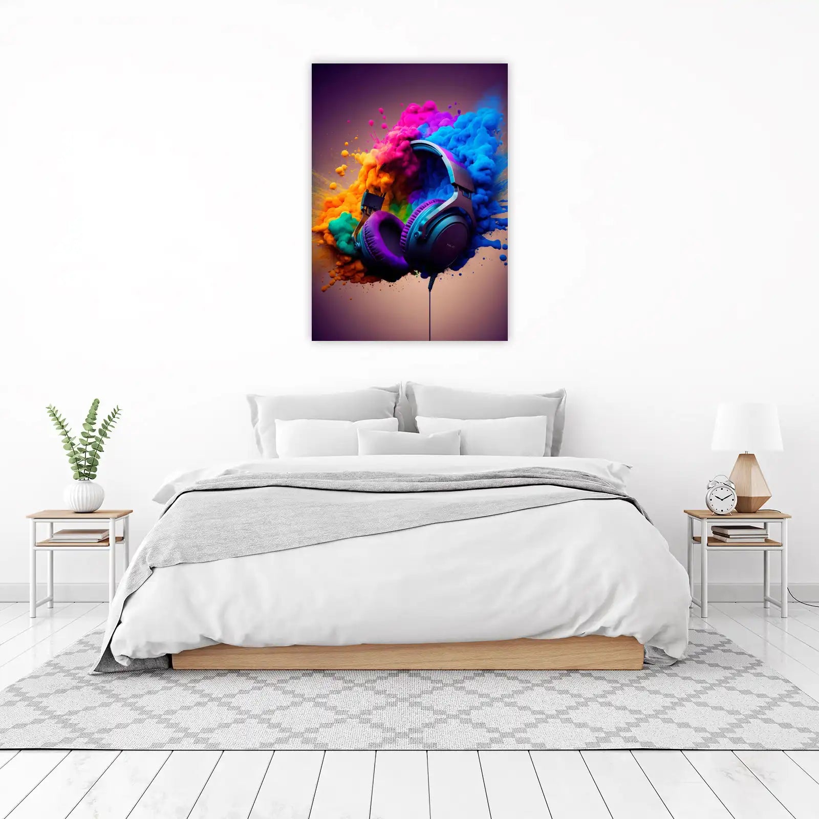 Vibrant Headphones Splash Wall Art