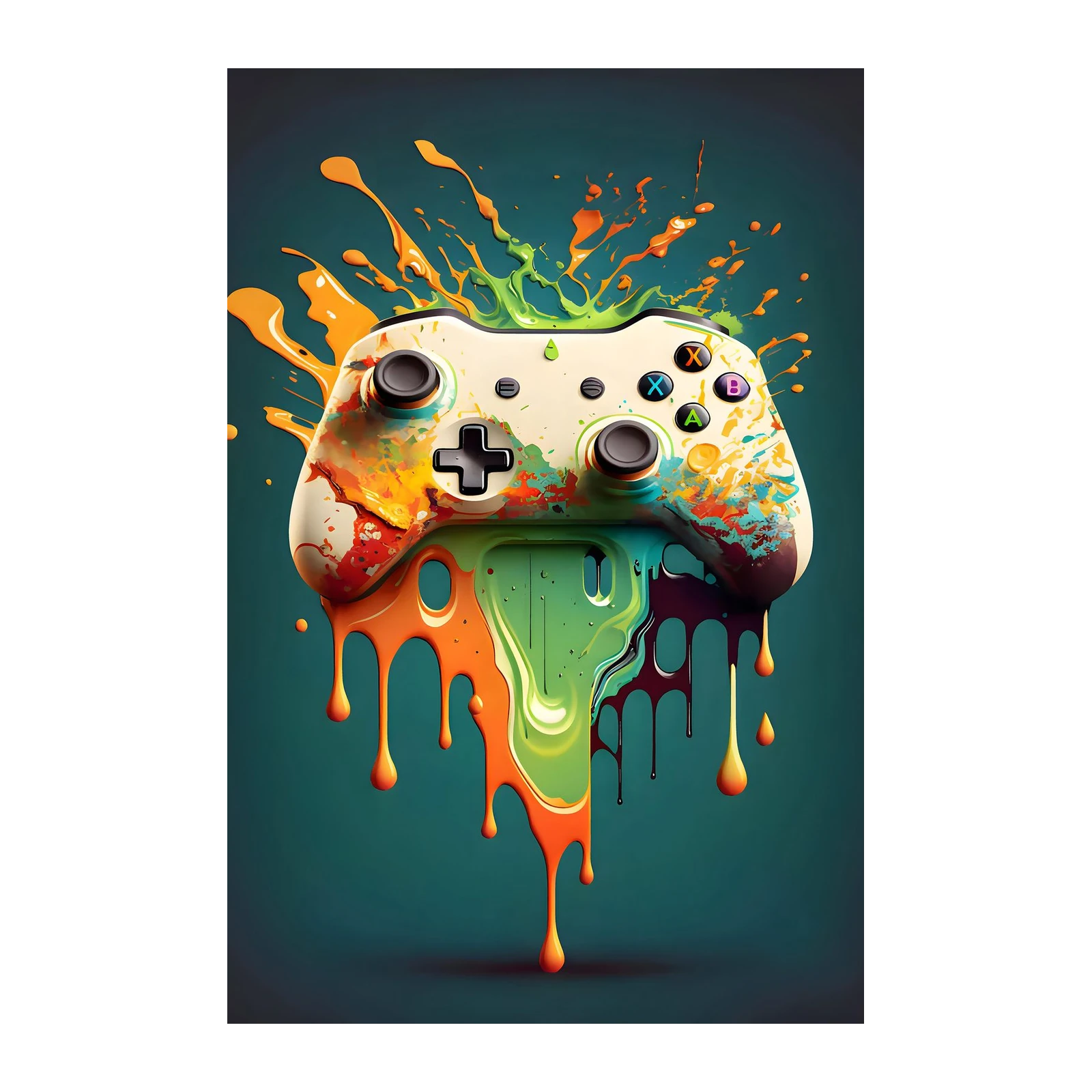 Dripping Paint Gaming Controller Wall Art