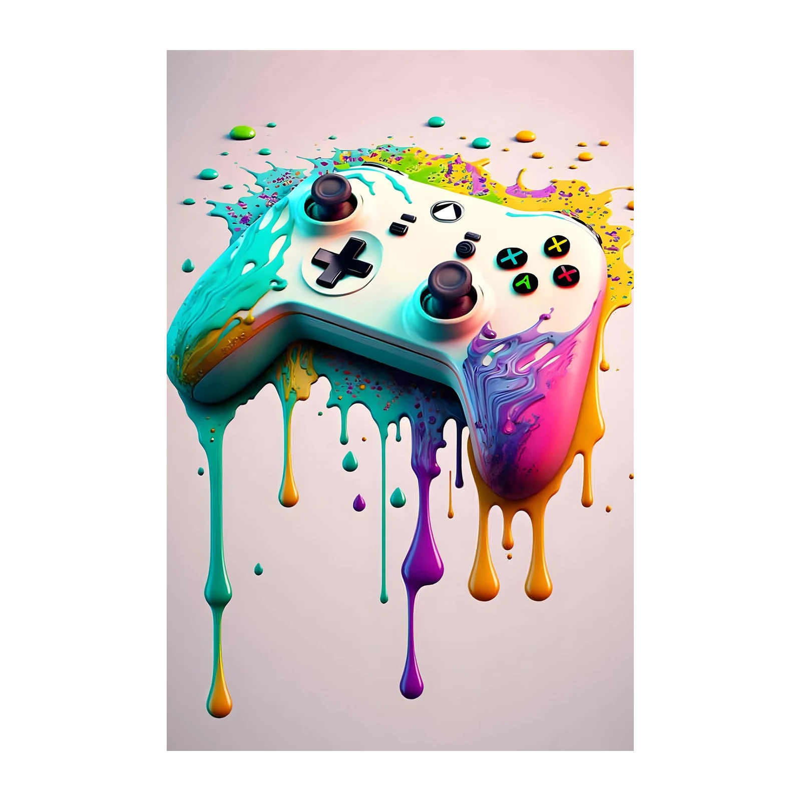 Vibrant Dripping Controller Gaming Wall Art