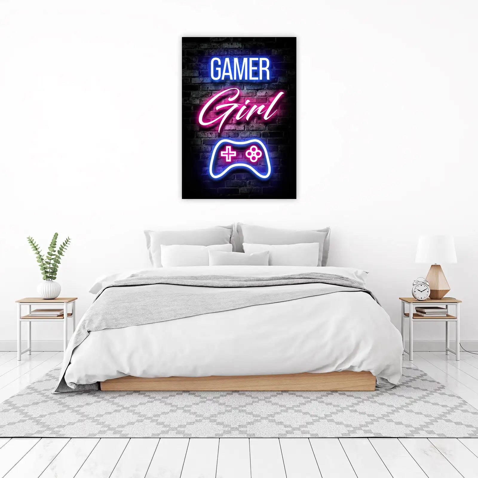 Gamer Girl Neon Controller Wall Art