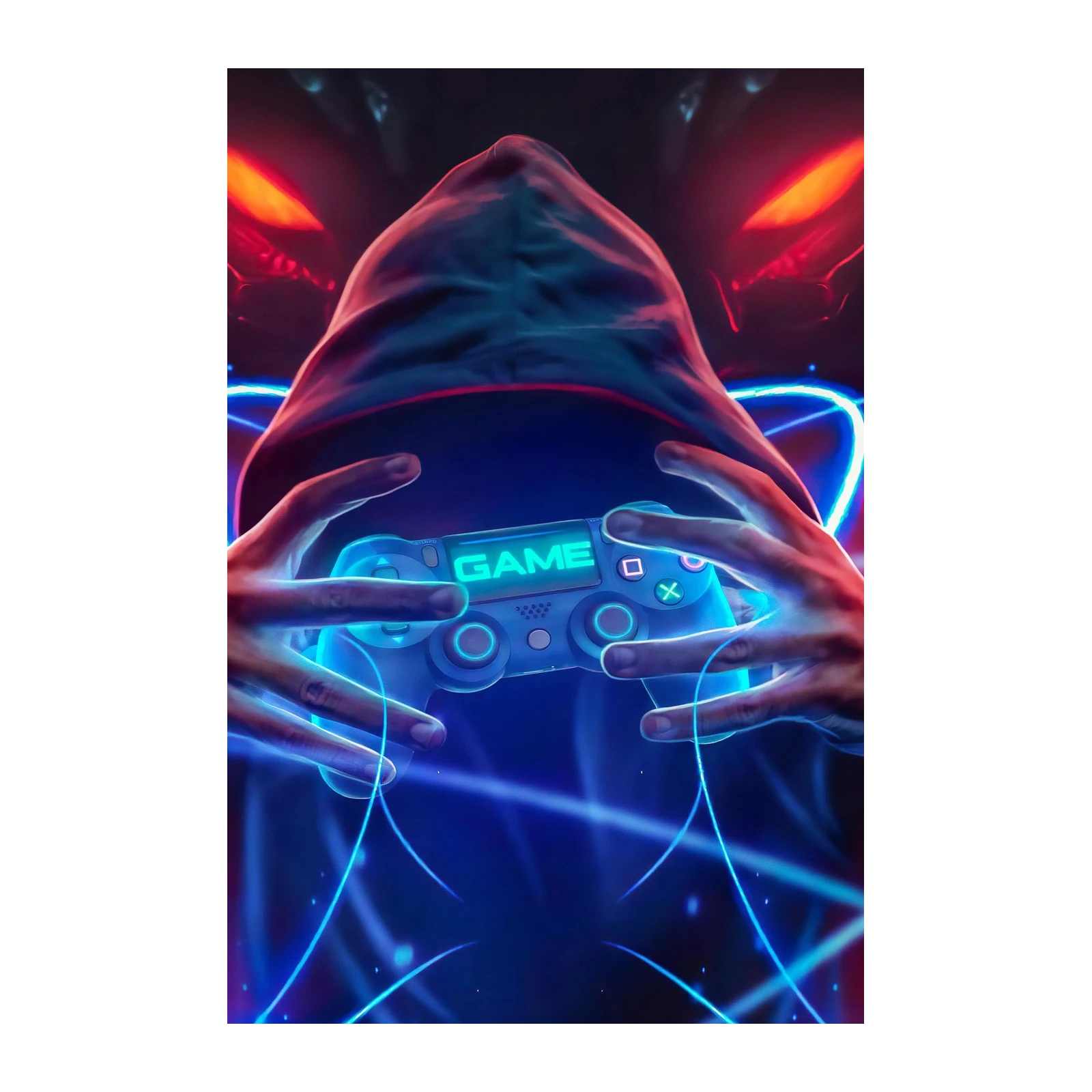 Gamer's Neon Glow Controller Wall Art