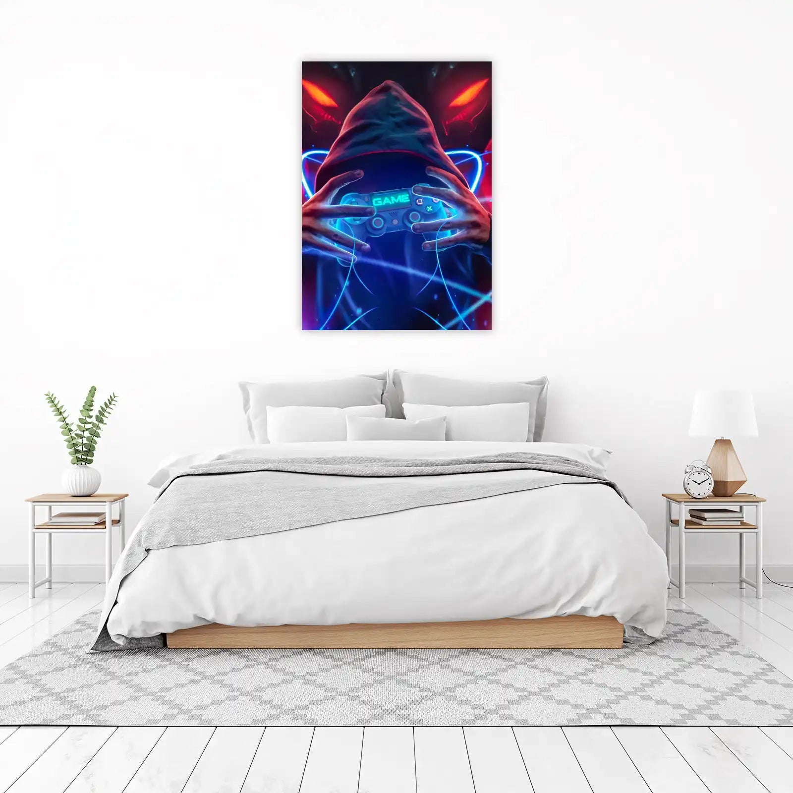 Gamer's Neon Glow Controller Wall Art