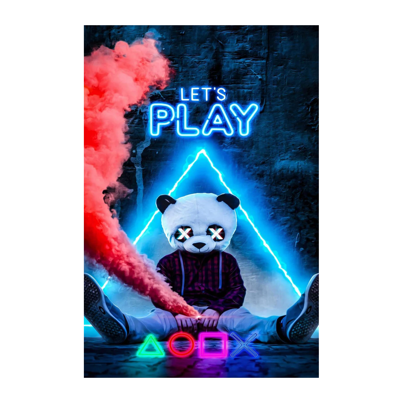 Gamer Panda Neon Vibes Wall Art