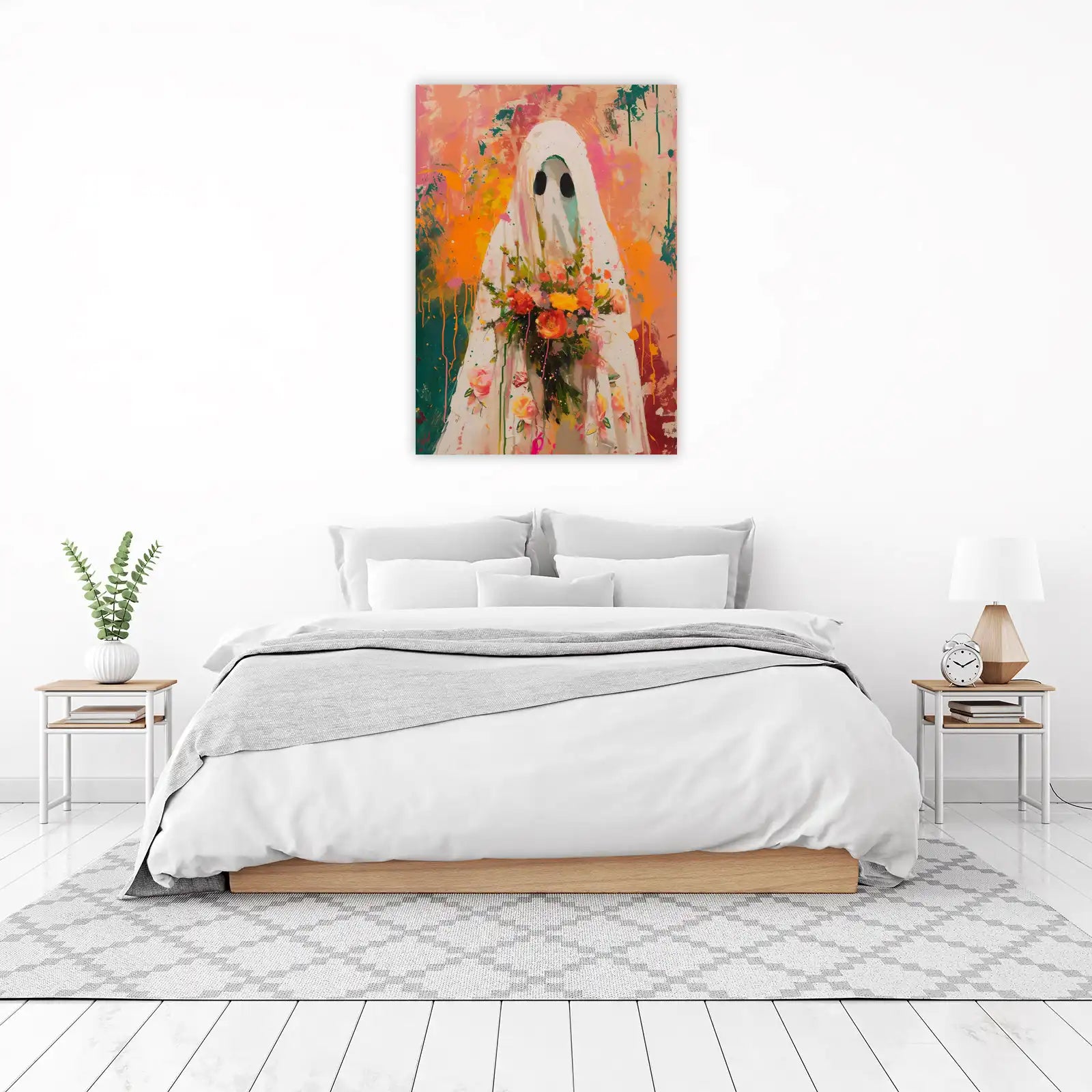 Whimsical Ghost Floral Bouquet Wall Art