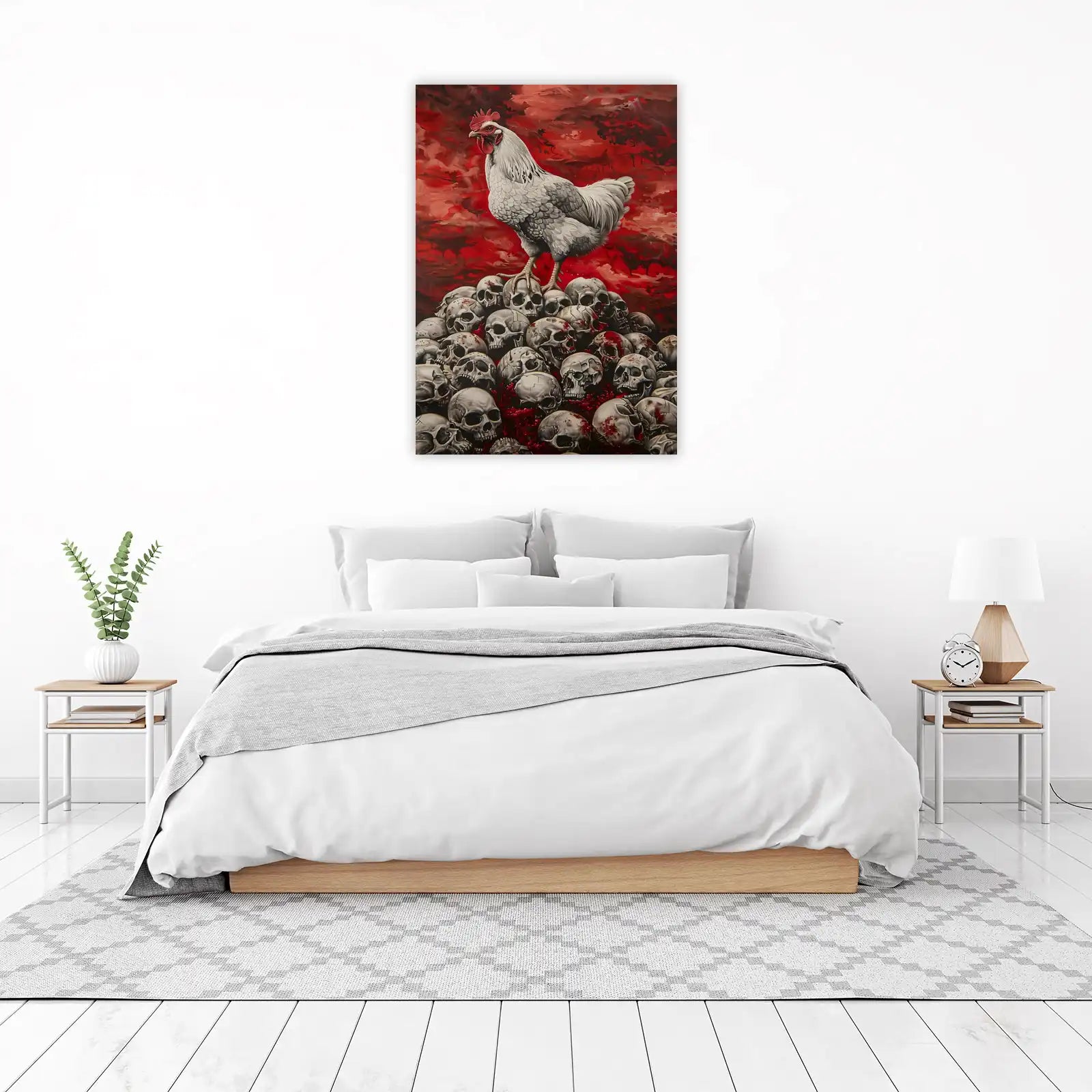 Dominating Rooster Skull Pile Wall Art