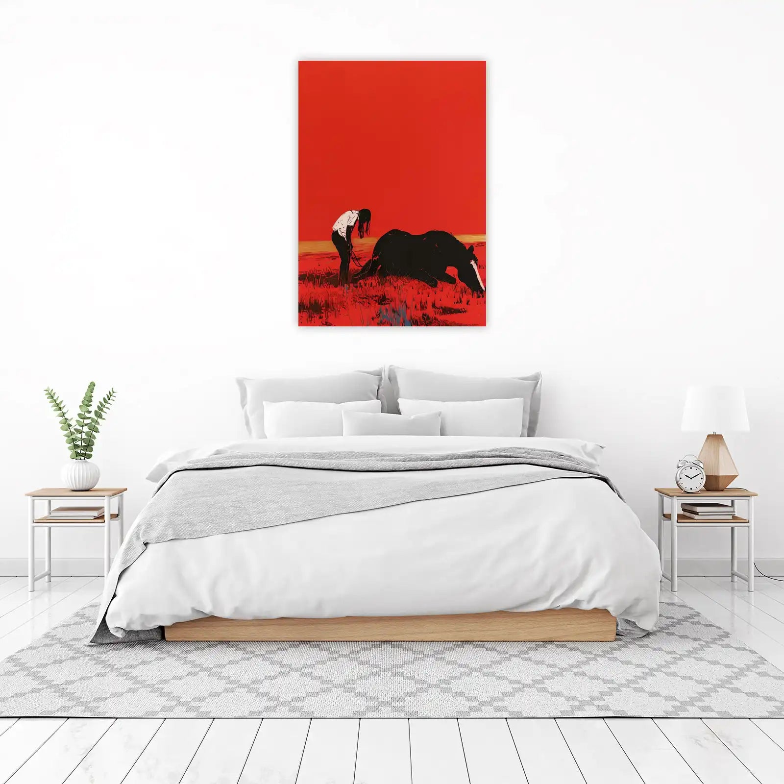 Crimson Field Horse & Rider Wall Art