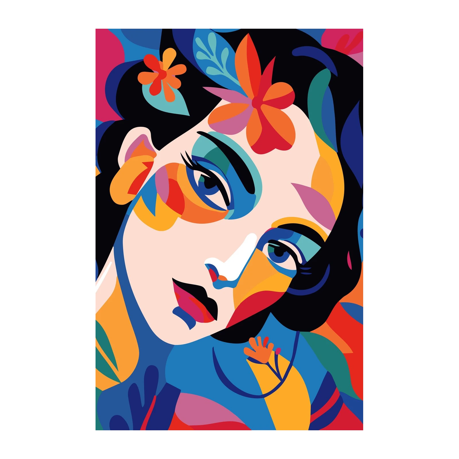 Vibrant Abstract Portrait Woman Wall Art