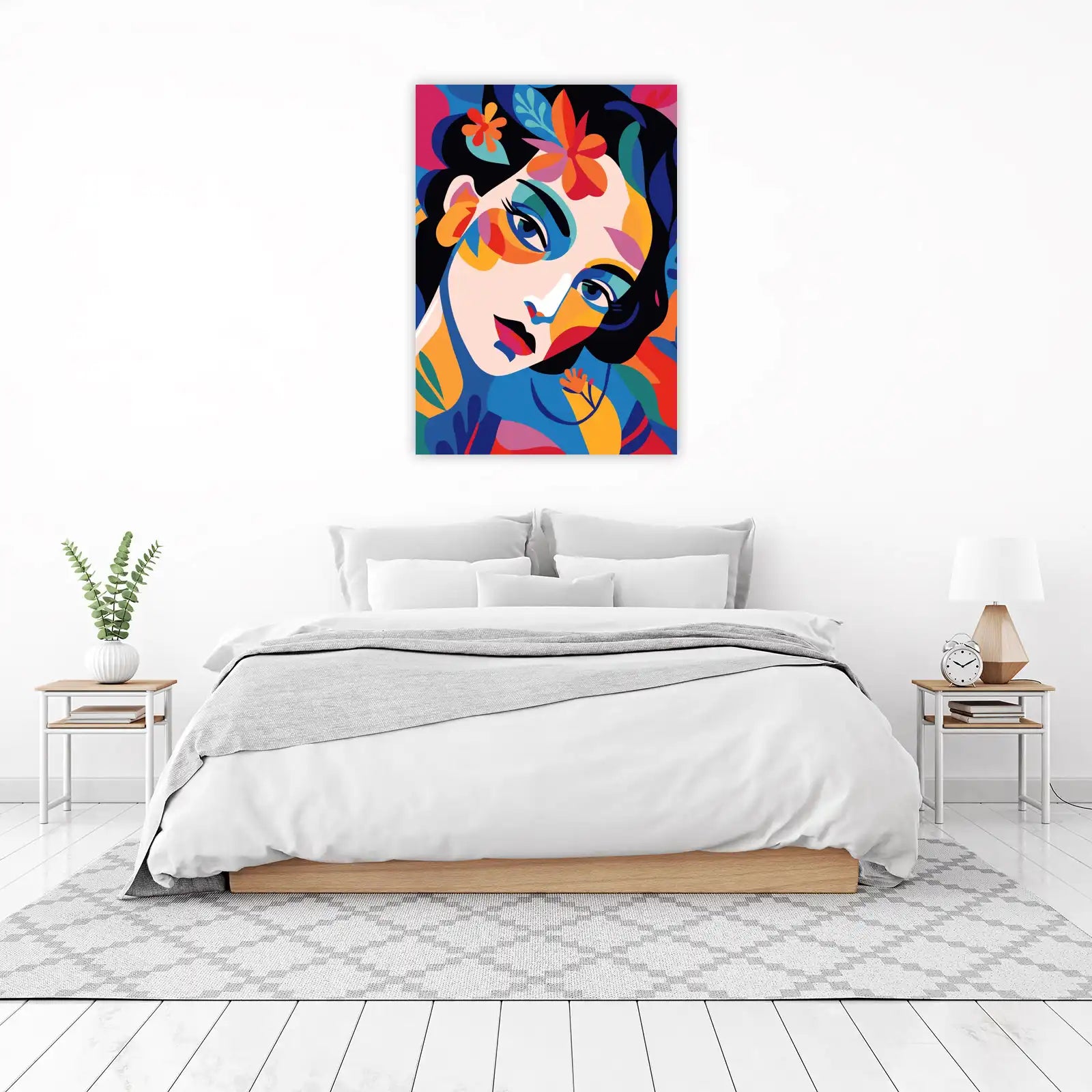 Vibrant Abstract Portrait Woman Wall Art