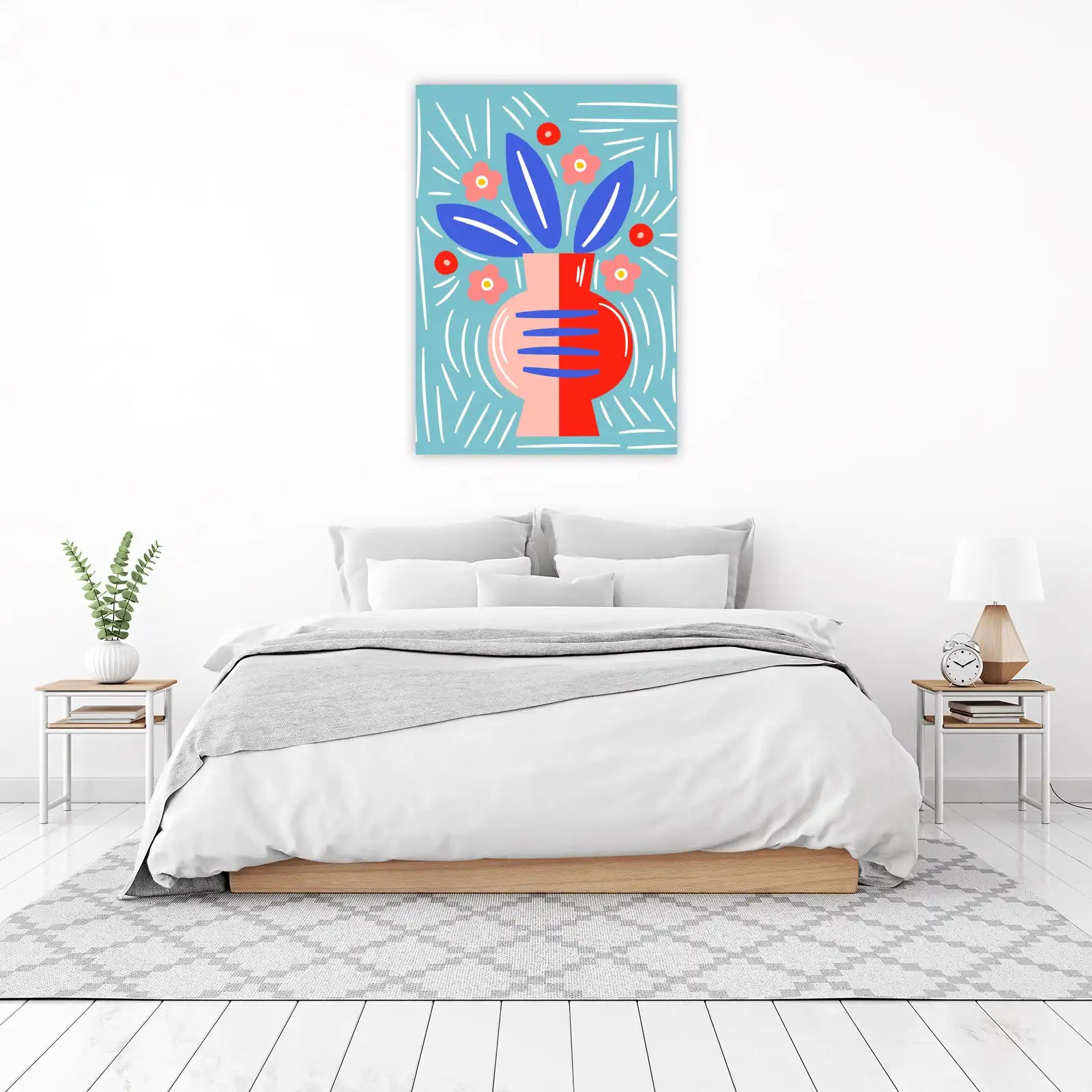 Vibrant Floral Vase Abstract Wall Art