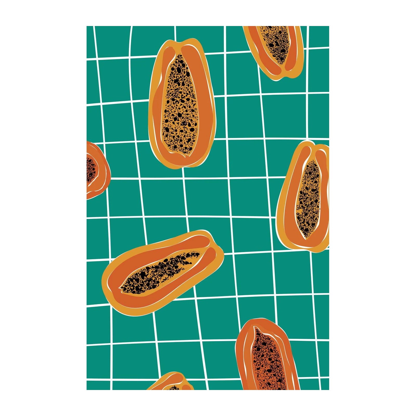 Vibrant Papaya Grid Art Wall Art