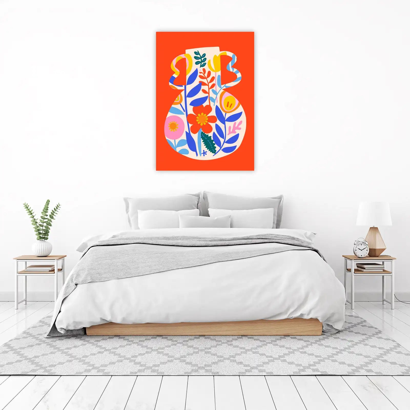 Retro Floral Vase Boho Wall Art Wall Art
