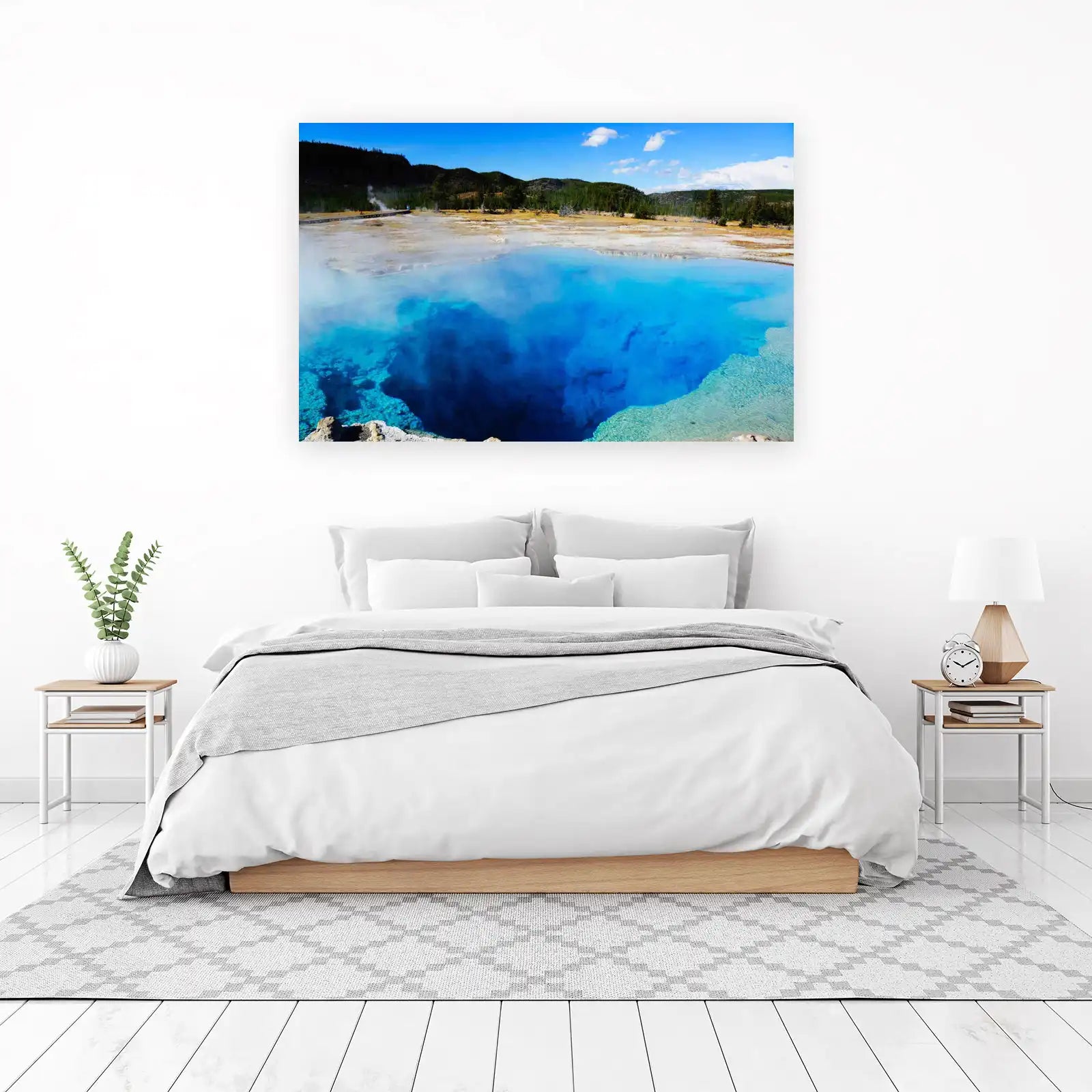 Vibrant Blue Hot Spring Landscape Wall Art