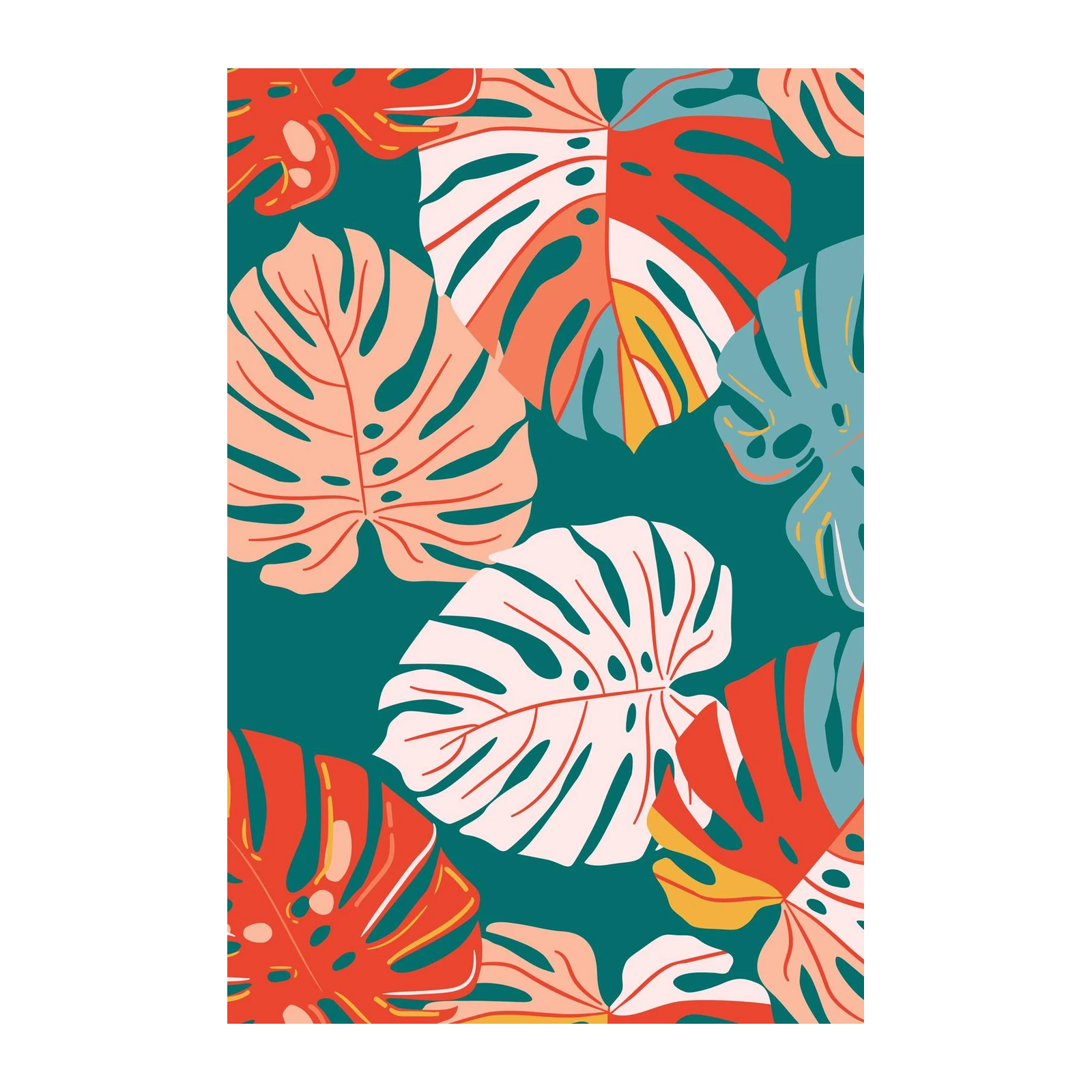 Vibrant Tropical Leaf Pattern Wall Art