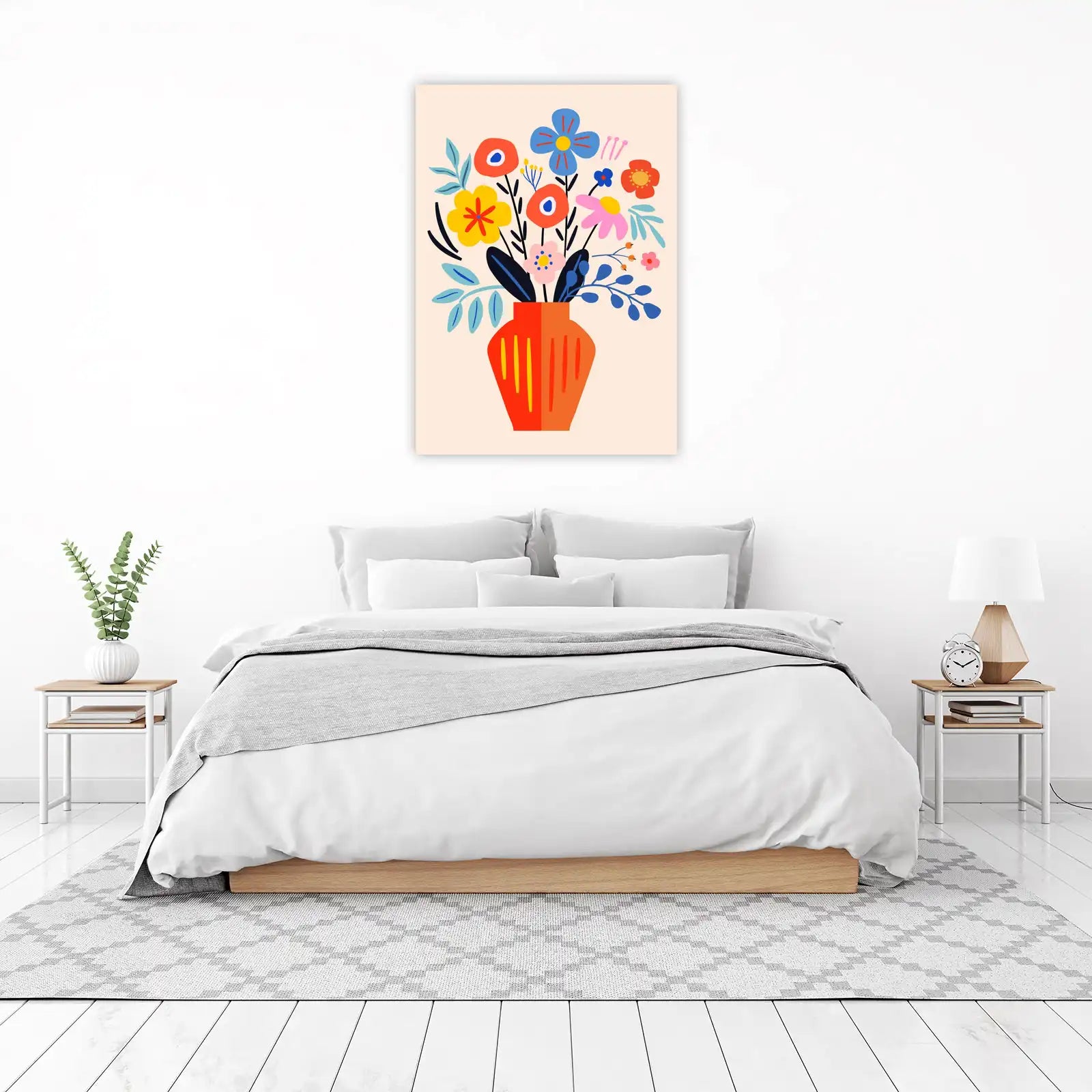 Vibrant Floral Bouquet Boho Style Wall Art