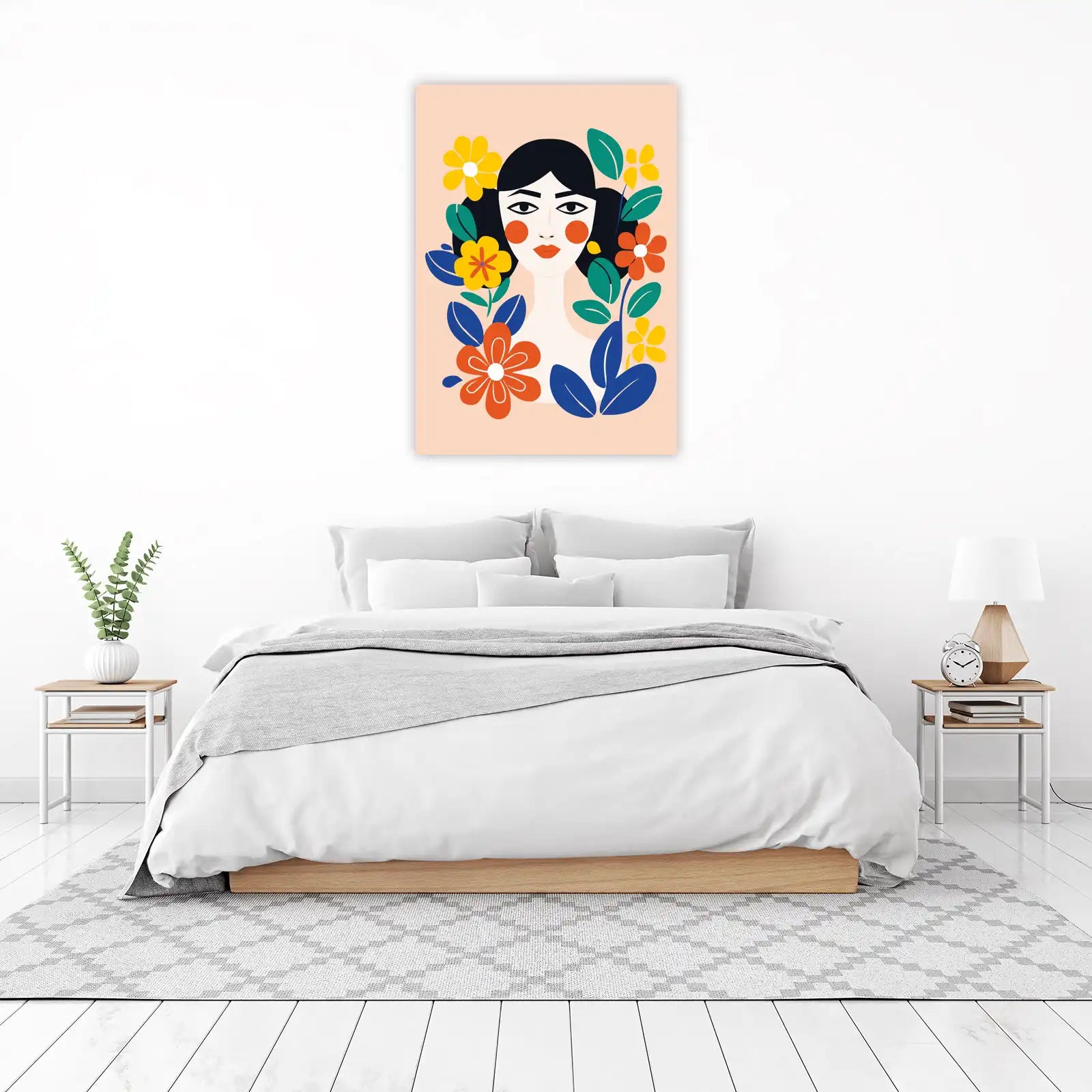 Vibrant Floral Woman Portrait Wall Art
