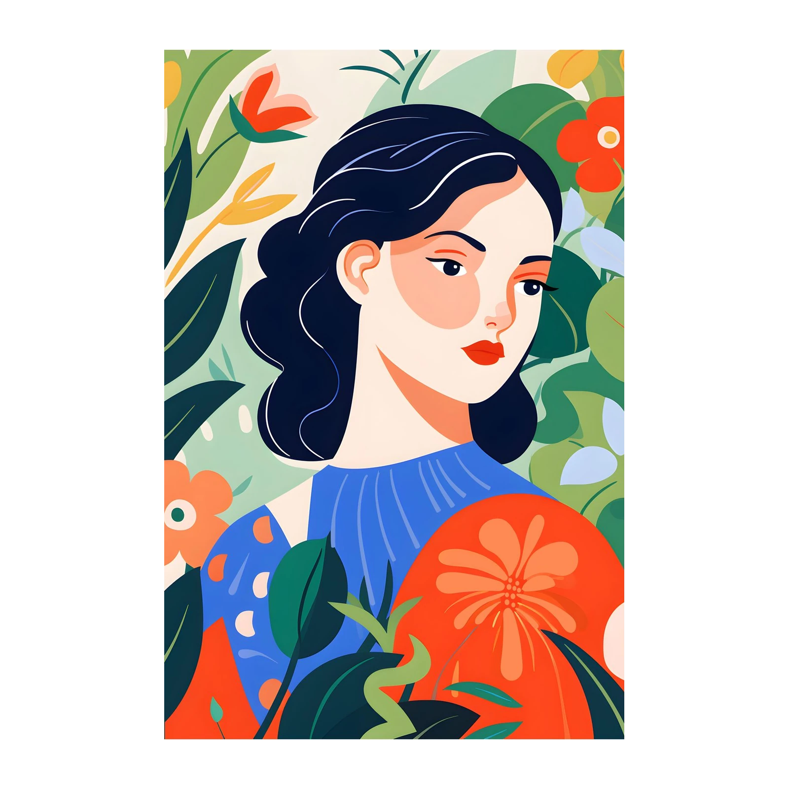 Vibrant Tropical Woman Art Wall Art