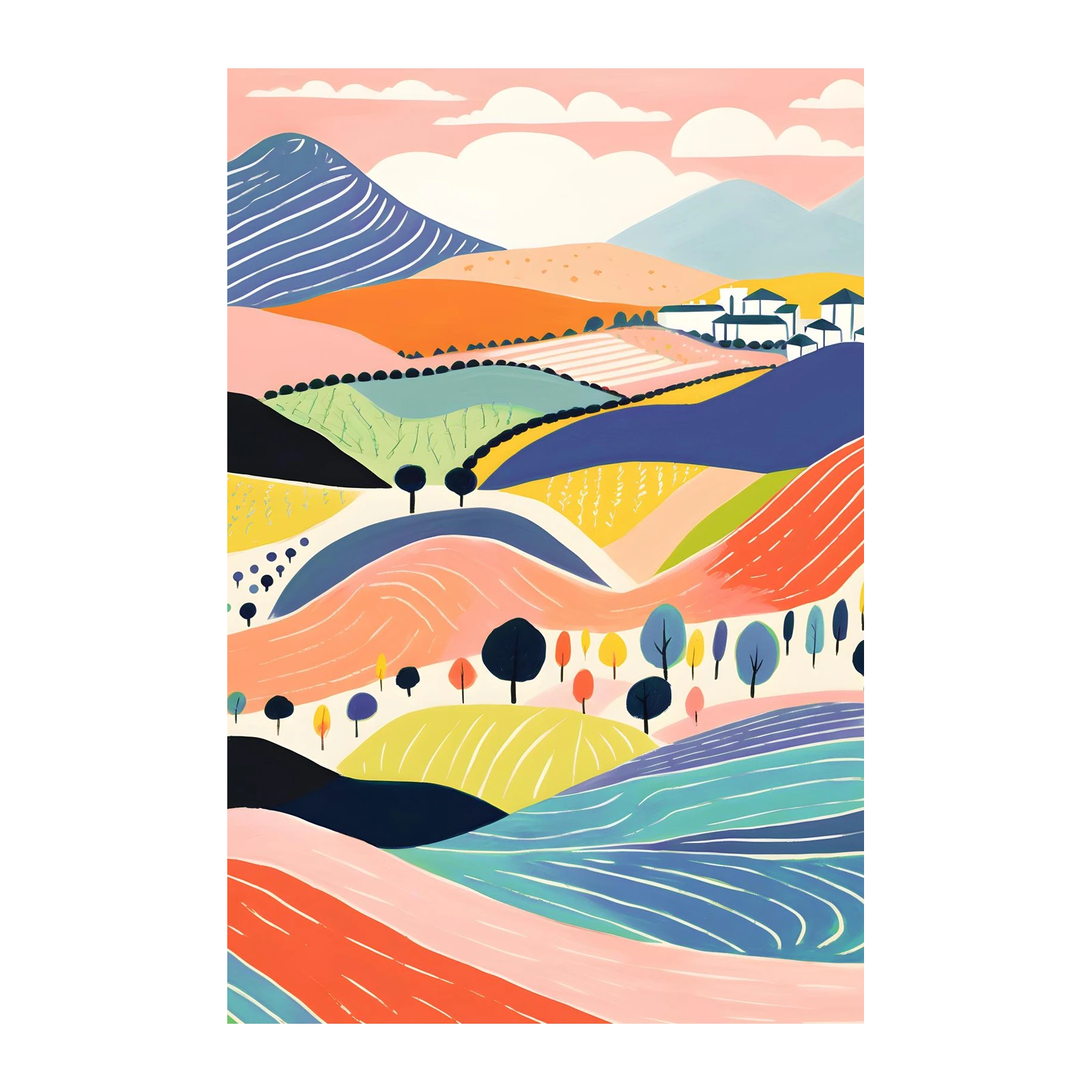 Vibrant Abstract Landscape Wall Art